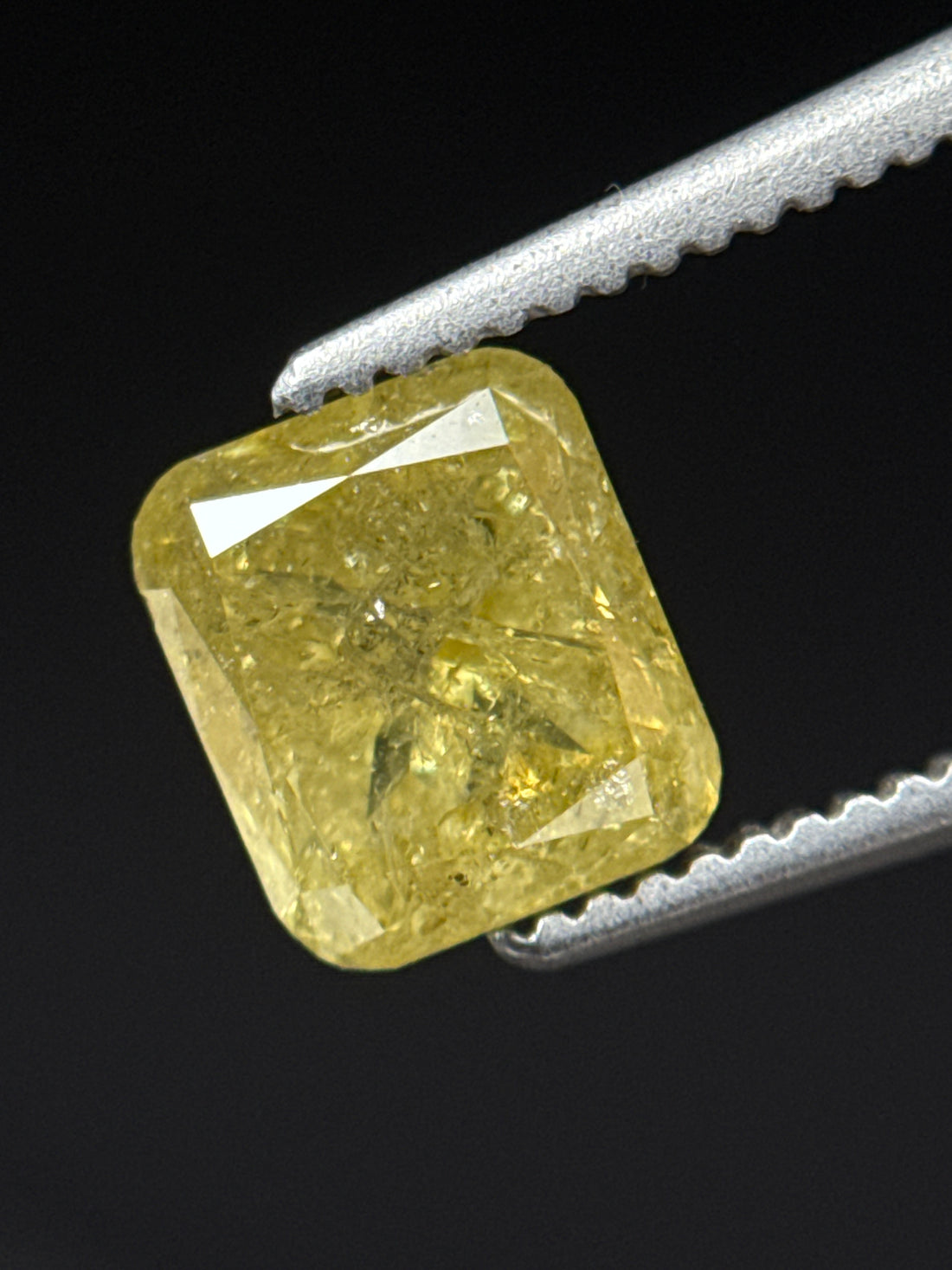 1.44 Ct Cushion Rose Cut Yellow Natural Fancy Diamond