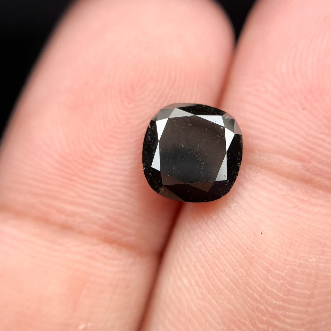 2.44 Ct Cushion Rose Cut Black Natural Fancy Diamond