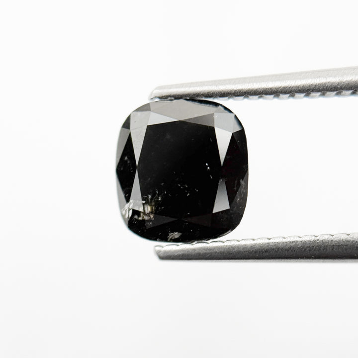 1.89 Ct Cushion Rose Cut Black Natural Fancy Diamond