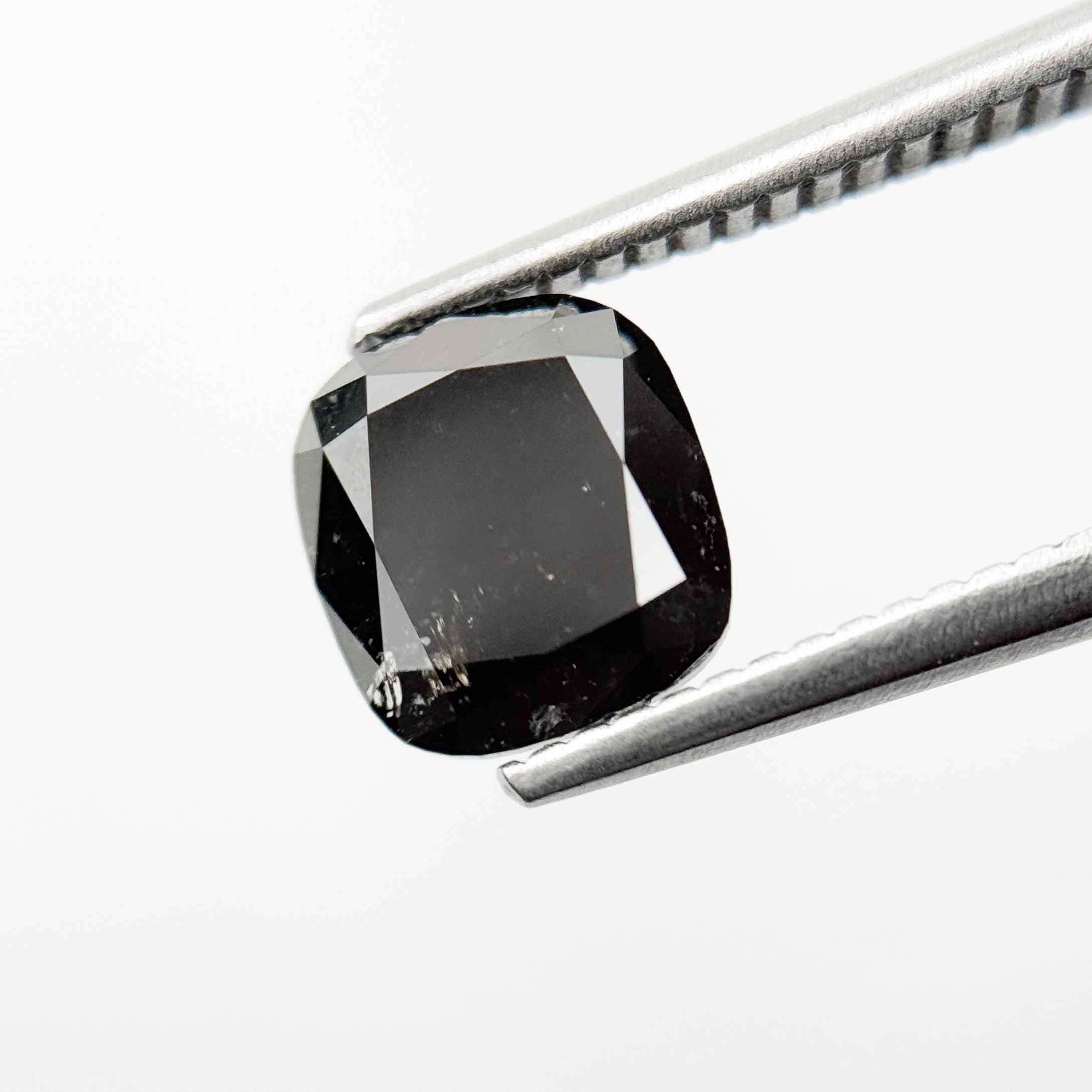 1.89 Ct Cushion Rose Cut Black Natural Fancy Diamond