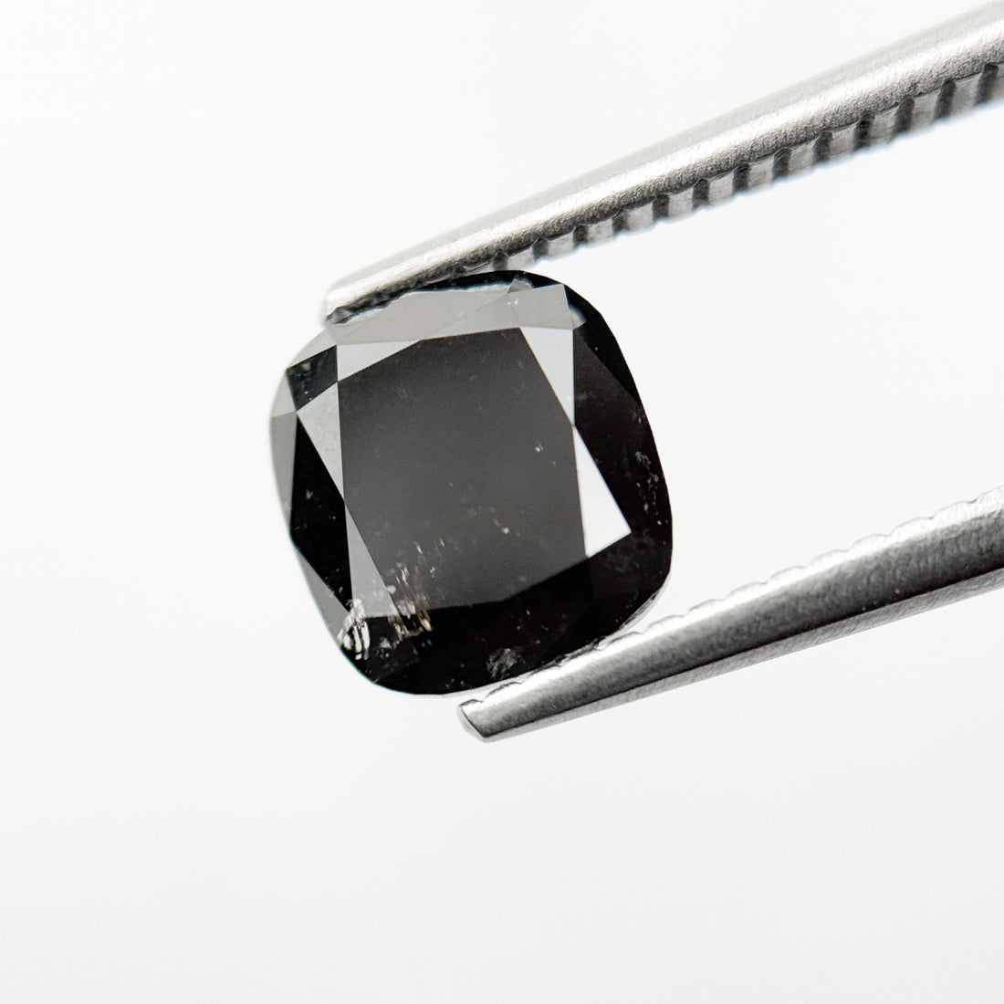 1.89 Ct Cushion Rose Cut Black Natural Fancy Diamond