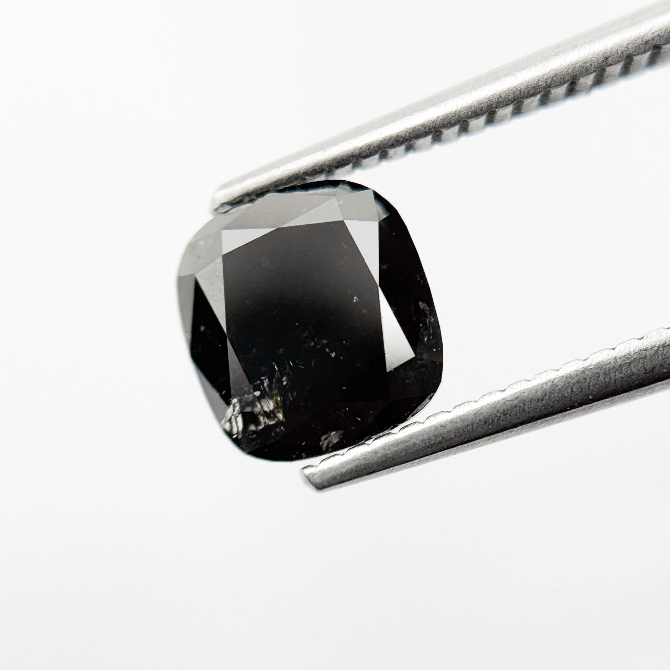 1.89 Ct Cushion Rose Cut Black Natural Fancy Diamond