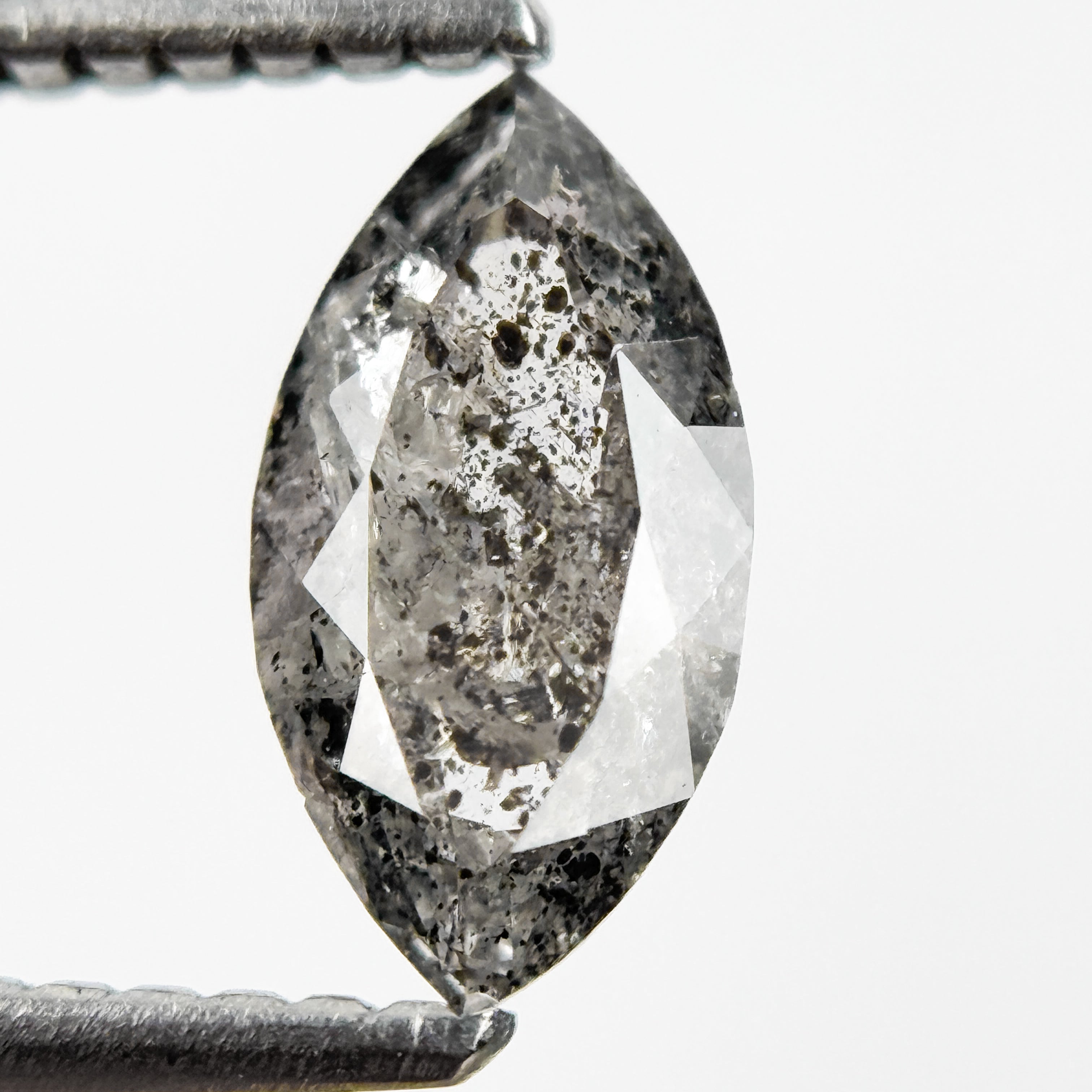 0.83 Ct Marquise Rose Cut Grey Natural Salt and Pepper Diamond