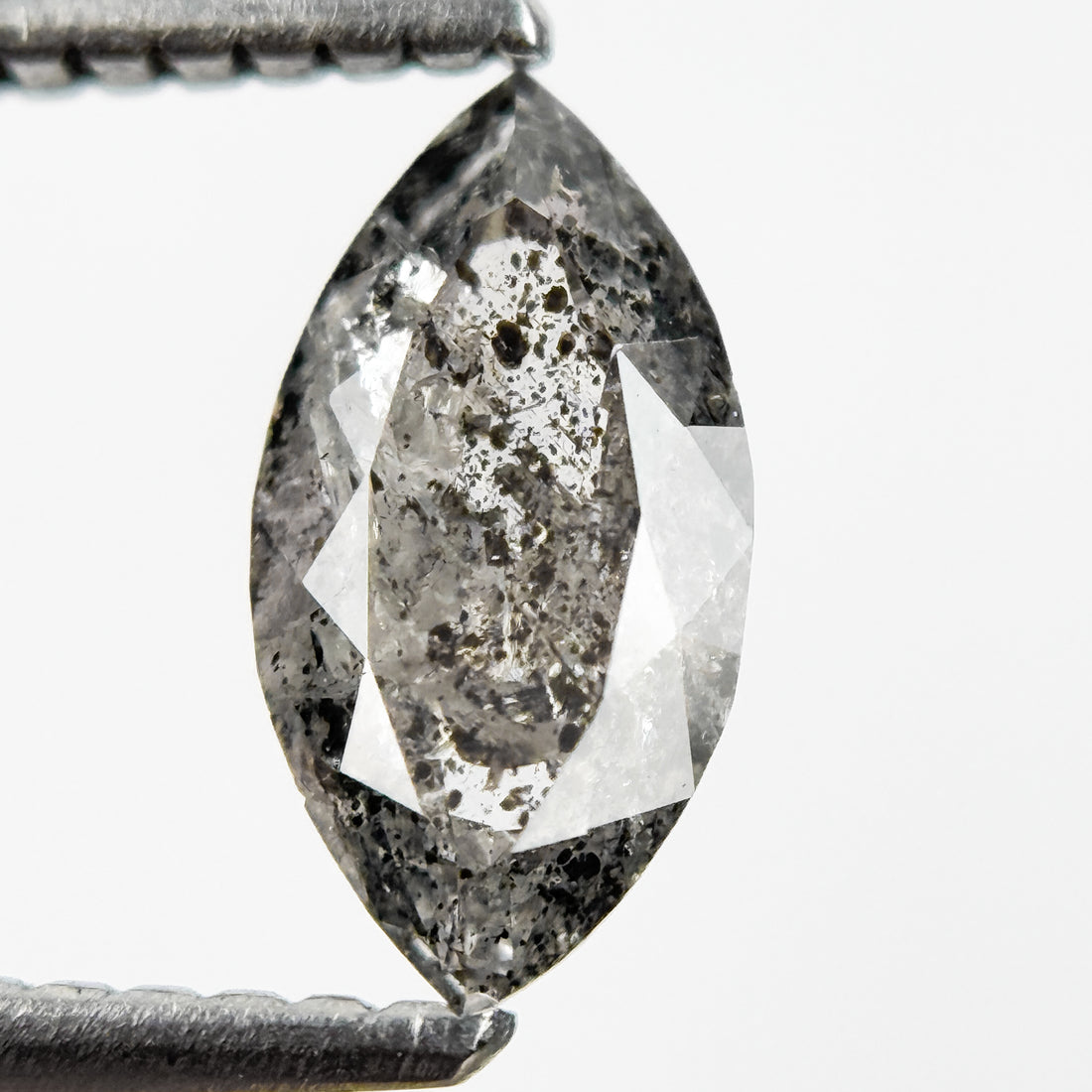 0.83 Ct Marquise Rose Cut Grey Natural Salt and Pepper Diamond