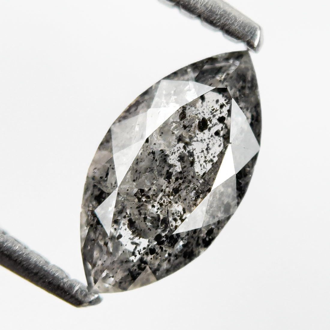 0.83 Ct Marquise Rose Cut Grey Natural Salt and Pepper Diamond