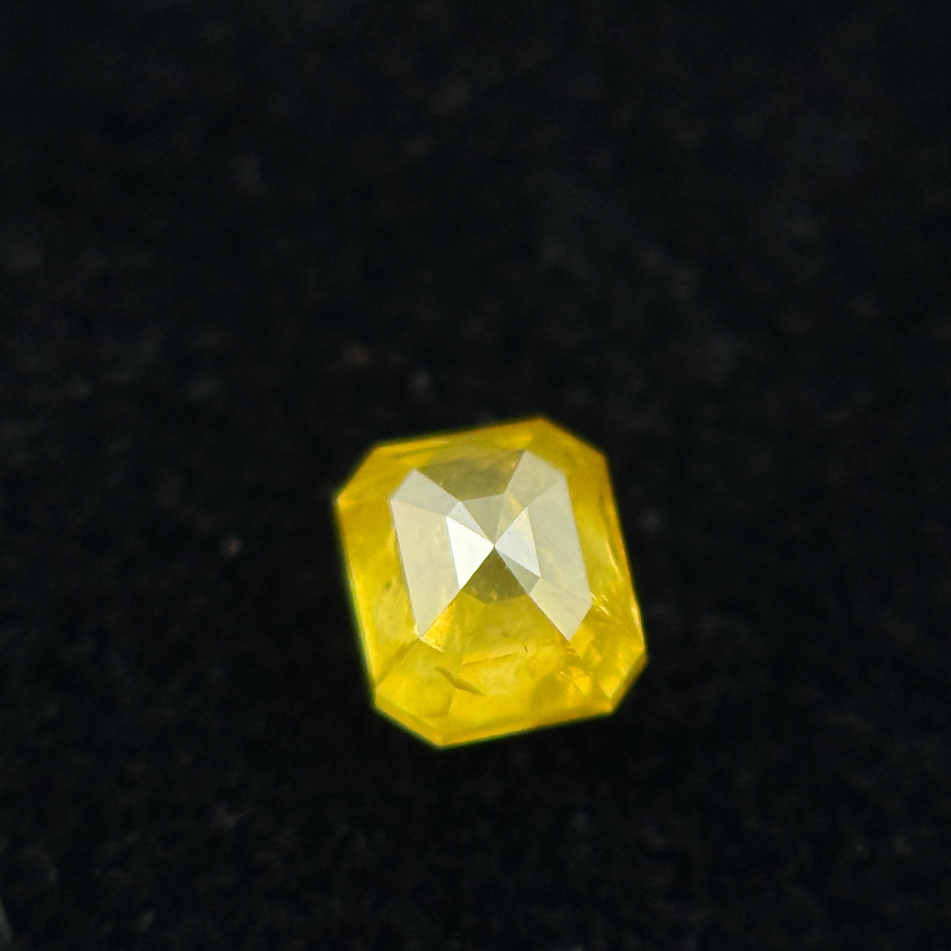 0.28 Ct Emerald Rose Cut Yellow Natural Salt and Pepper Diamond