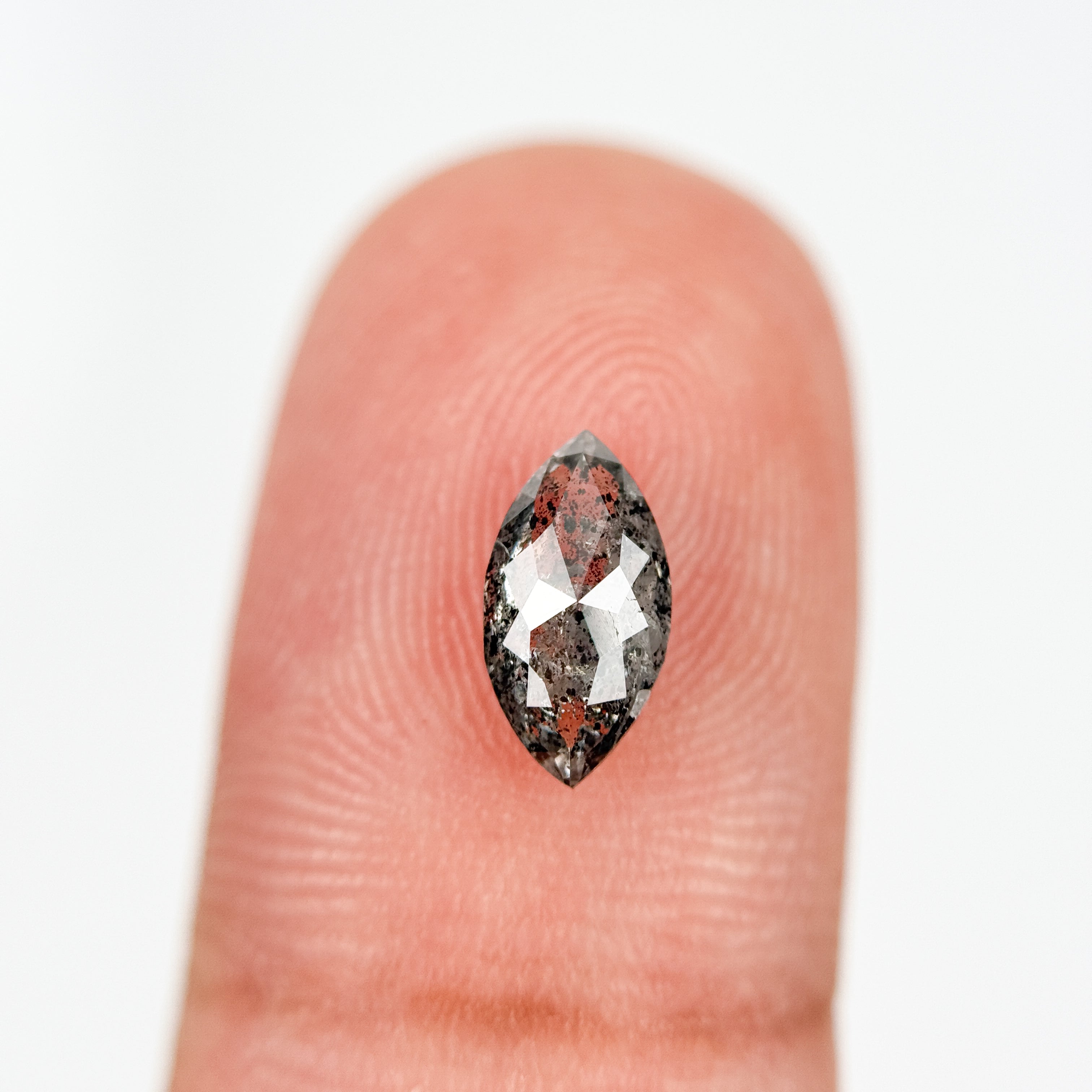 0.83 Ct Marquise Rose Cut Grey Natural Salt and Pepper Diamond