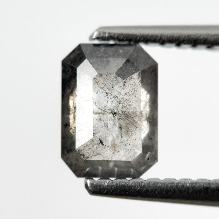 0.84 Ct Emerald Rose Cut Grey Natural Salt and Pepper Diamond