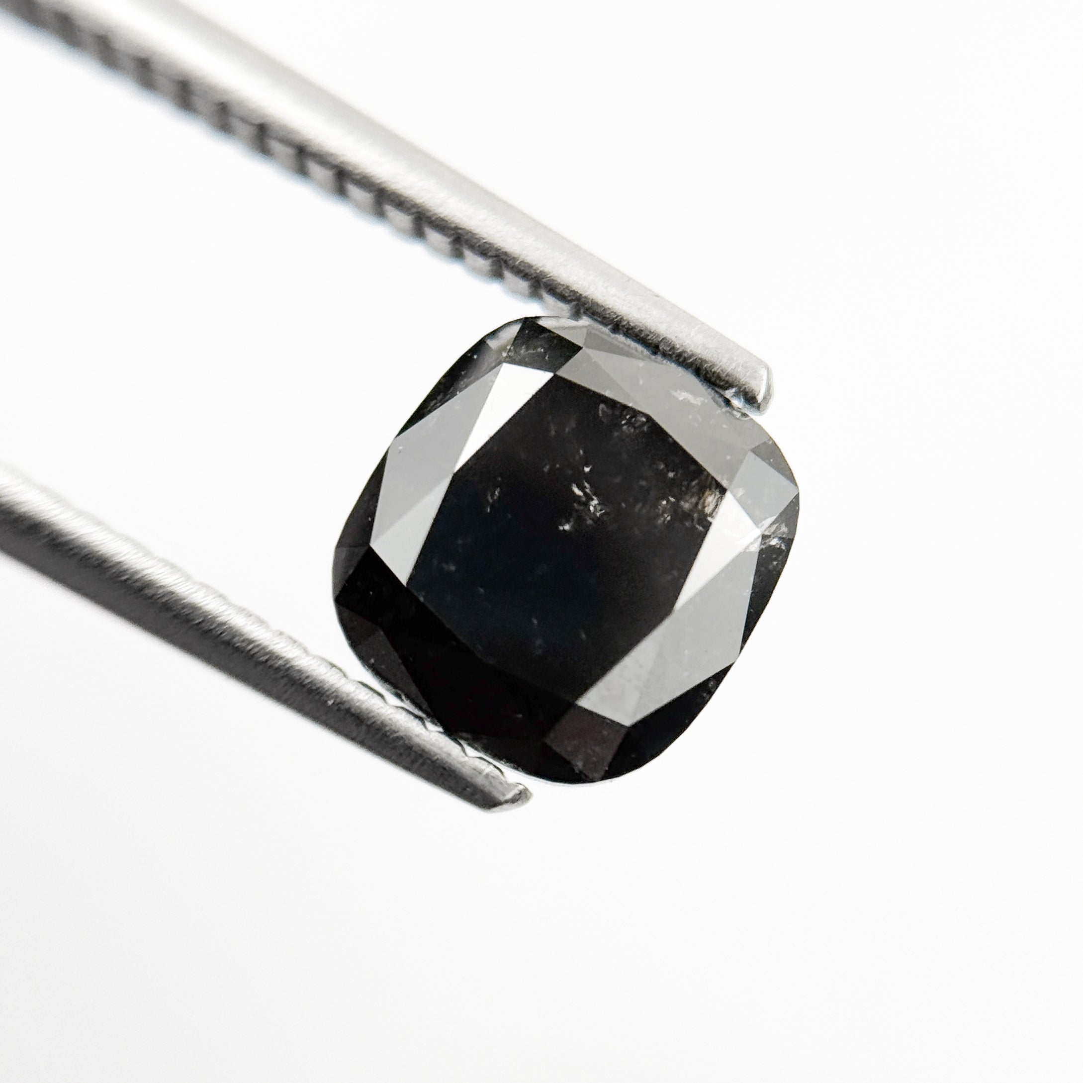 1.89 Ct Cushion Rose Cut Black Natural Fancy Diamond