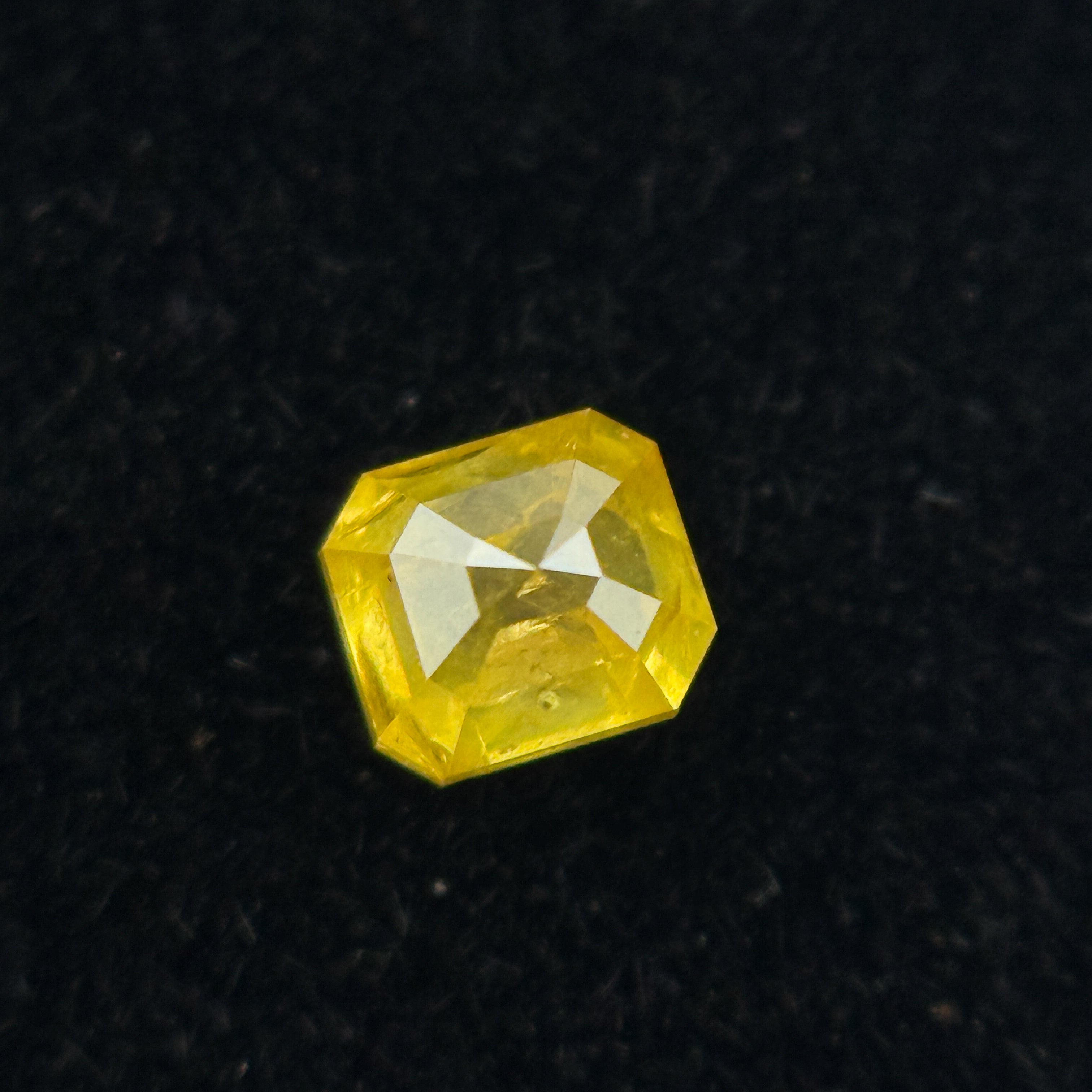 0.28 Ct Emerald Rose Cut Yellow Natural Salt and Pepper Diamond