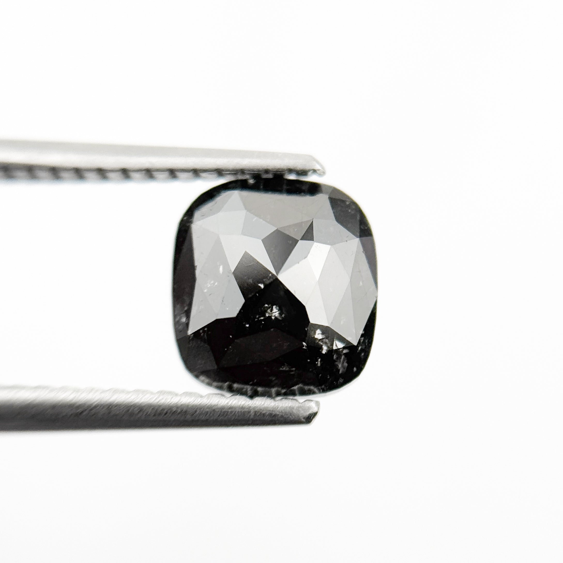 1.89 Ct Cushion Rose Cut Black Natural Fancy Diamond