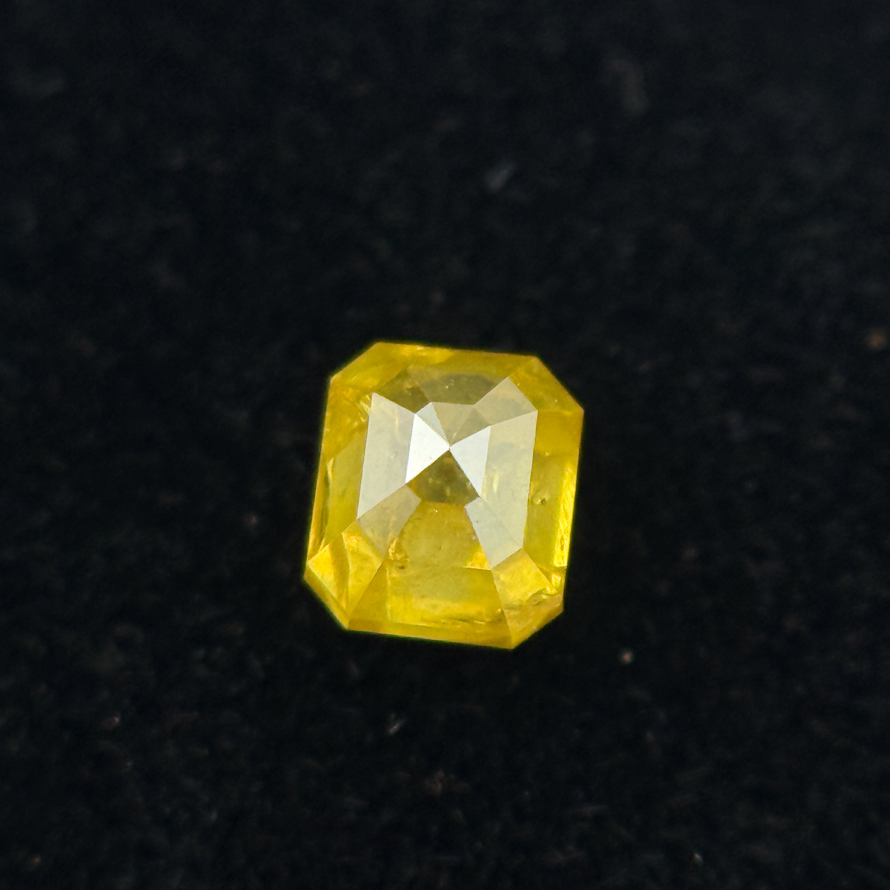 0.28 Ct Emerald Rose Cut Yellow Natural Salt and Pepper Diamond