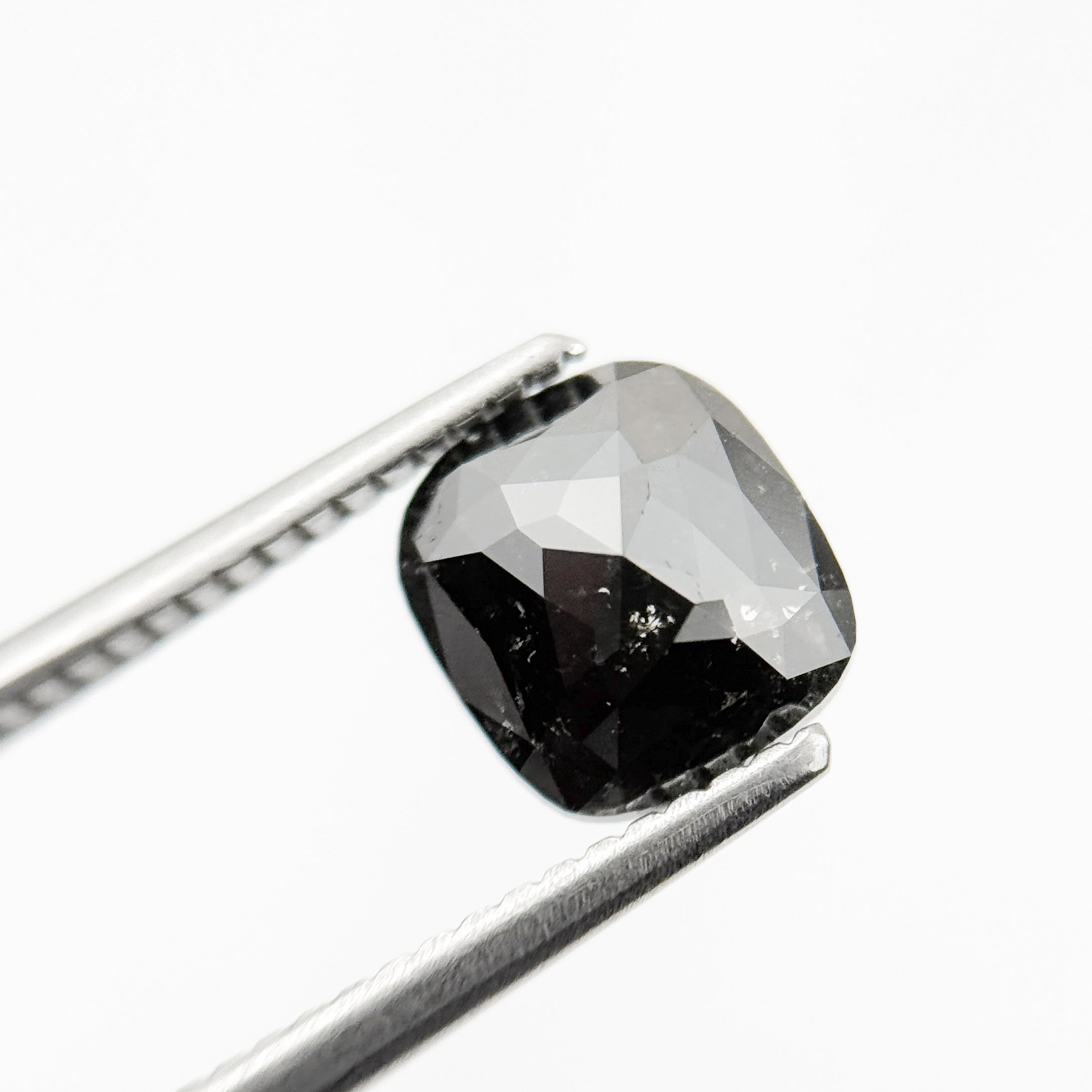 1.89 Ct Cushion Rose Cut Black Natural Fancy Diamond