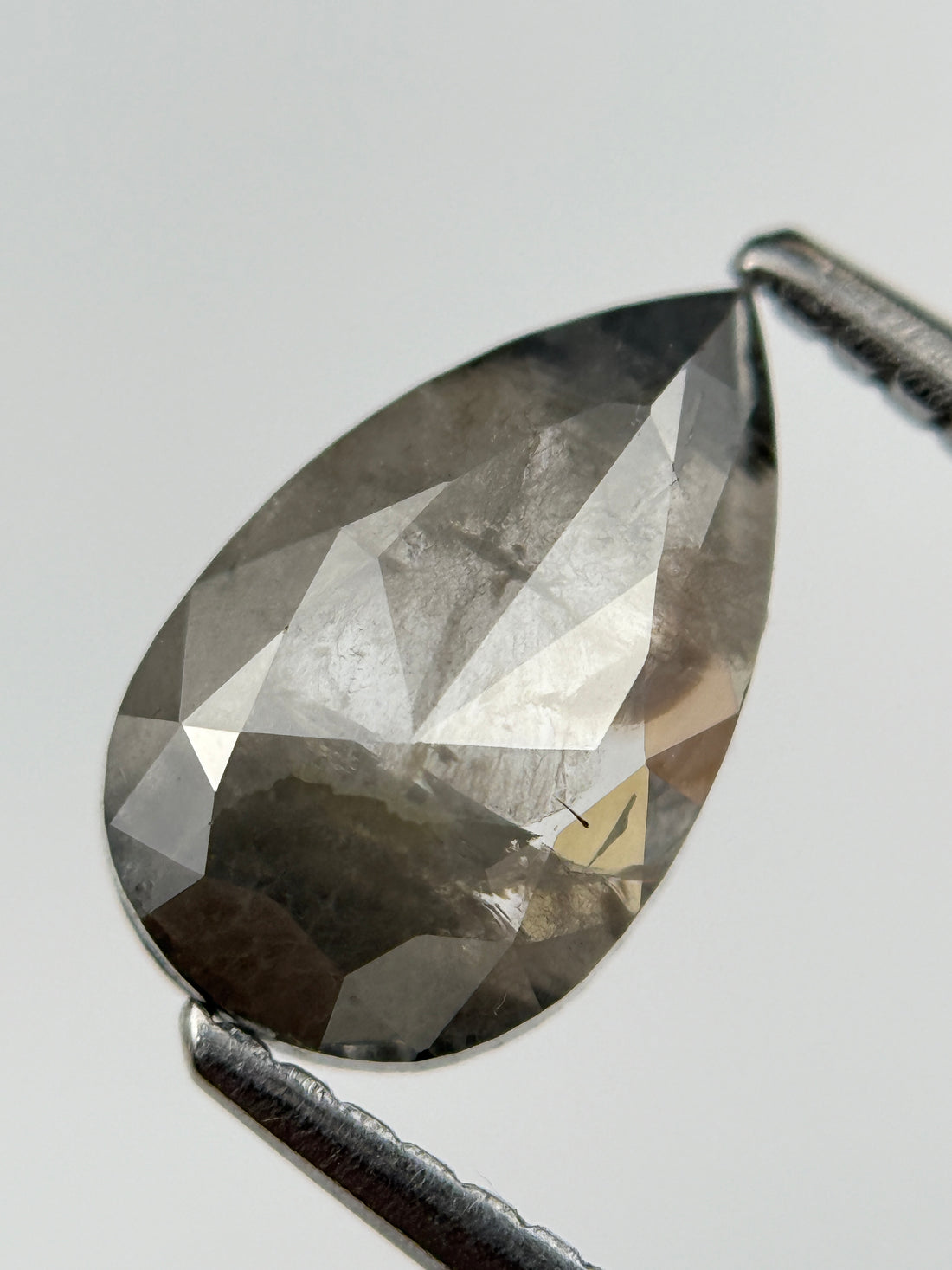 1.30 Ct Pear Rose Cut Grey Natural Salt and Pepper Diamond