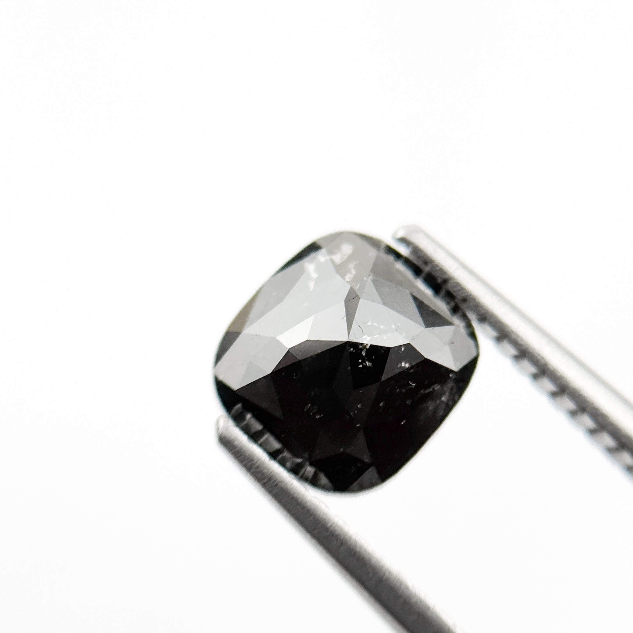 1.89 Ct Cushion Rose Cut Black Natural Fancy Diamond