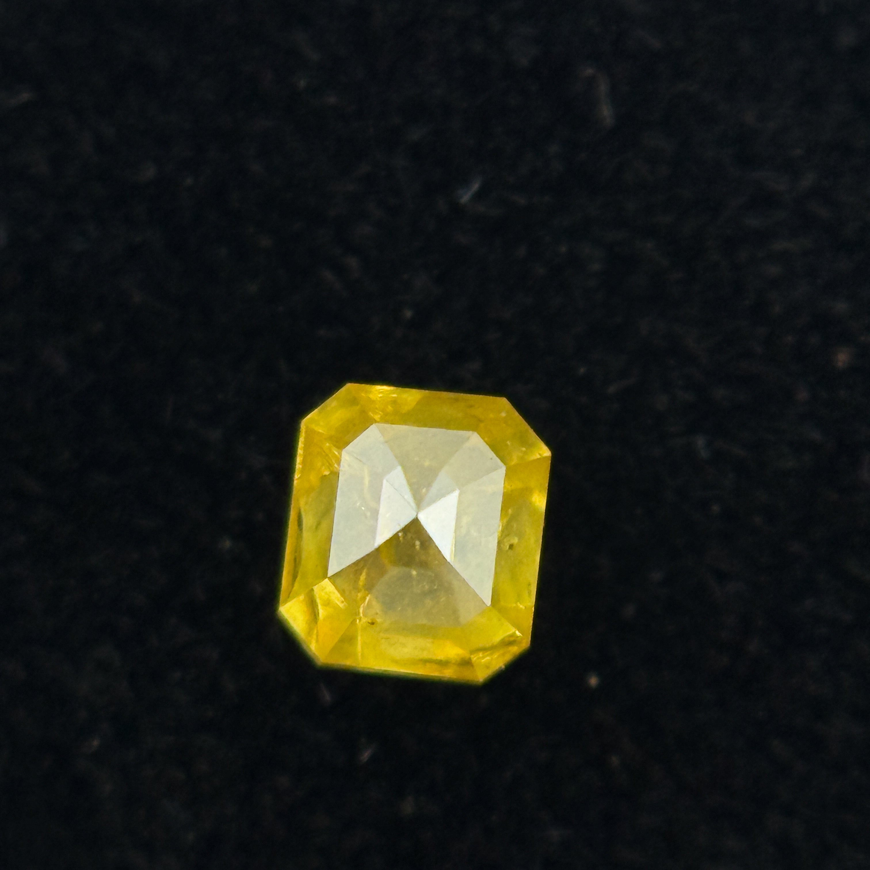 0.28 Ct Emerald Rose Cut Yellow Natural Salt and Pepper Diamond
