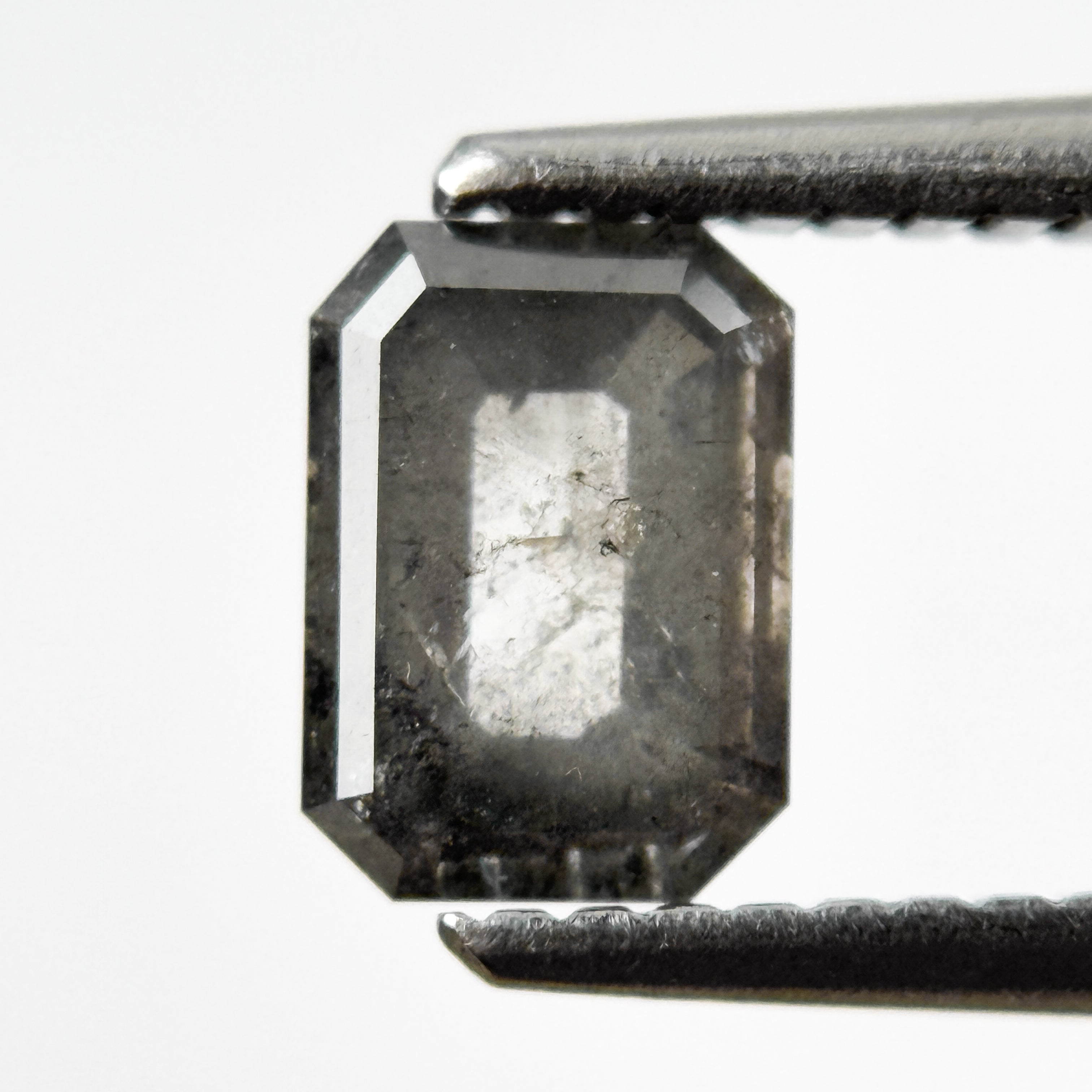0.84 Ct Emerald Rose Cut Grey Natural Salt and Pepper Diamond