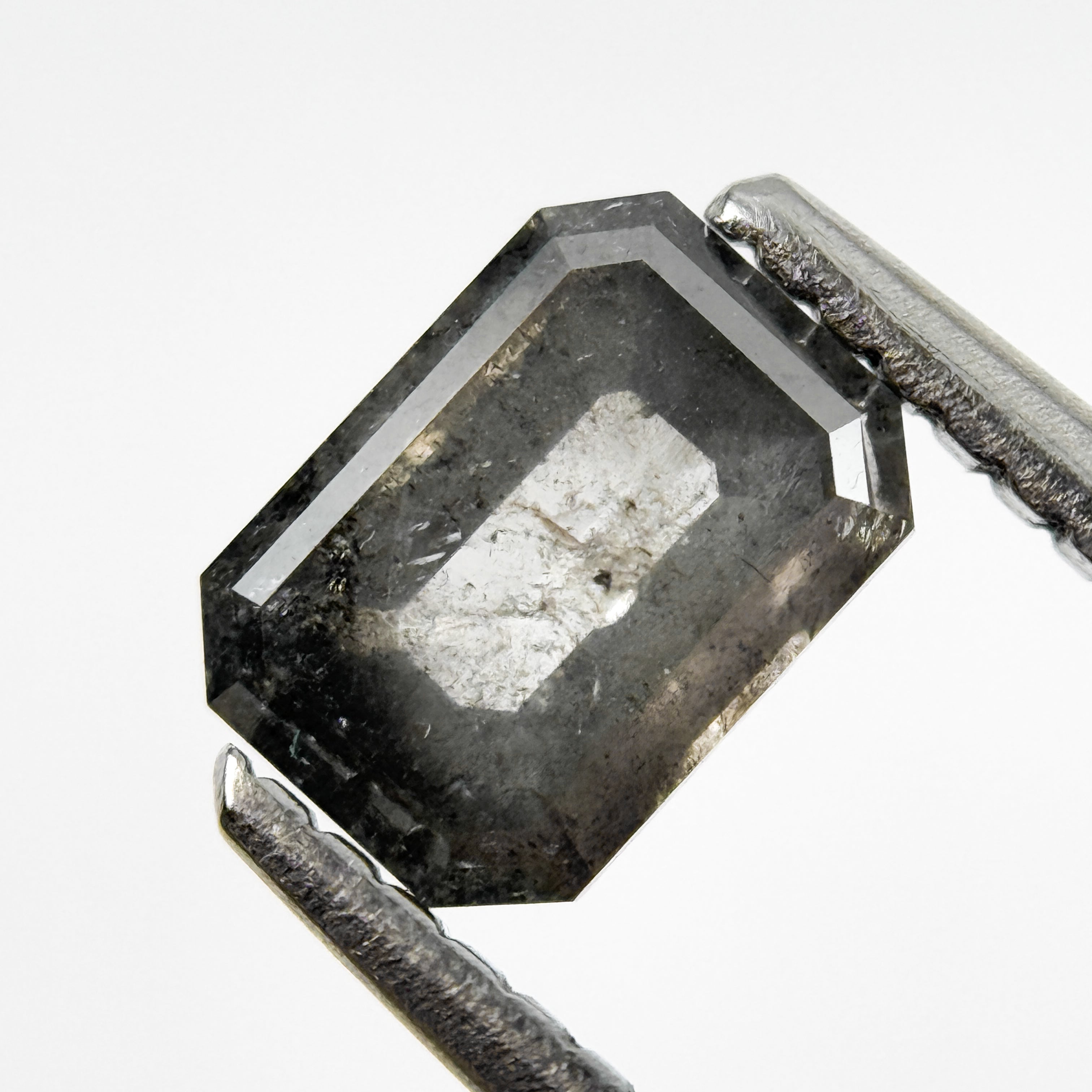 0.84 Ct Emerald Rose Cut Grey Natural Salt and Pepper Diamond