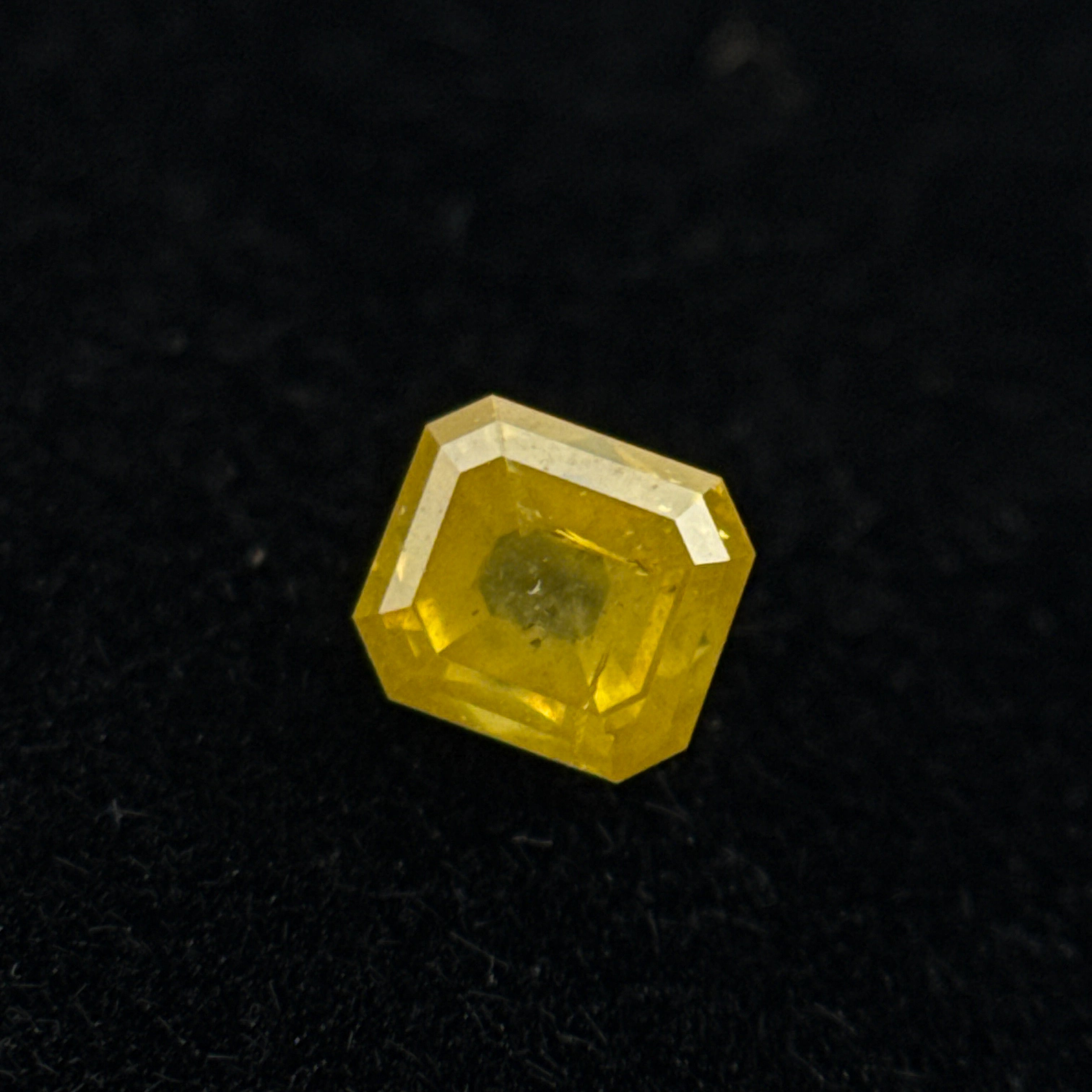 0.28 Ct Emerald Rose Cut Yellow Natural Salt and Pepper Diamond