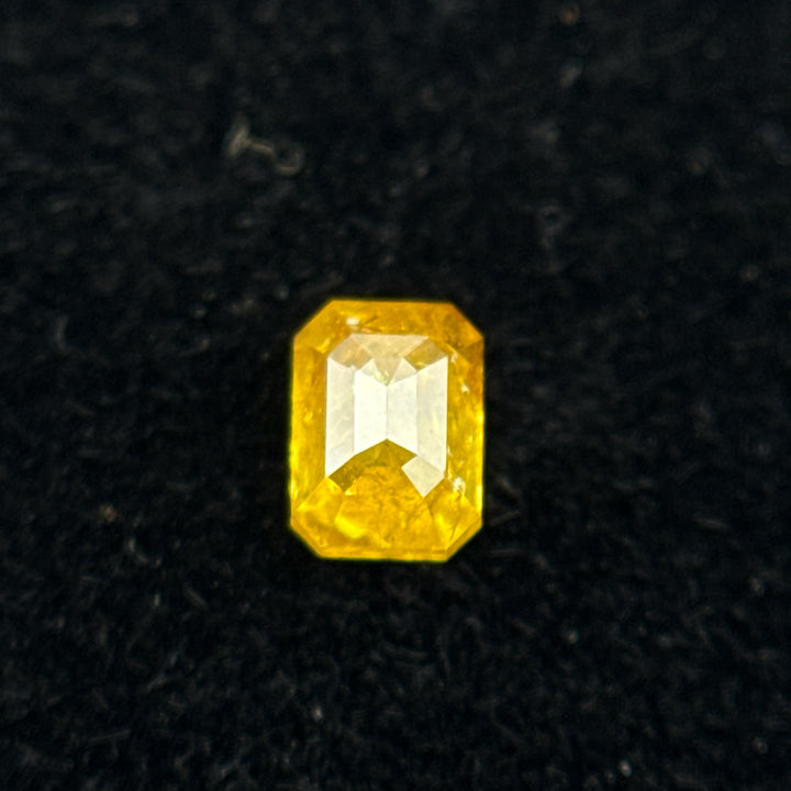 0.20 Ct Emerald Rose Cut Yellow Natural Salt and Pepper Diamond