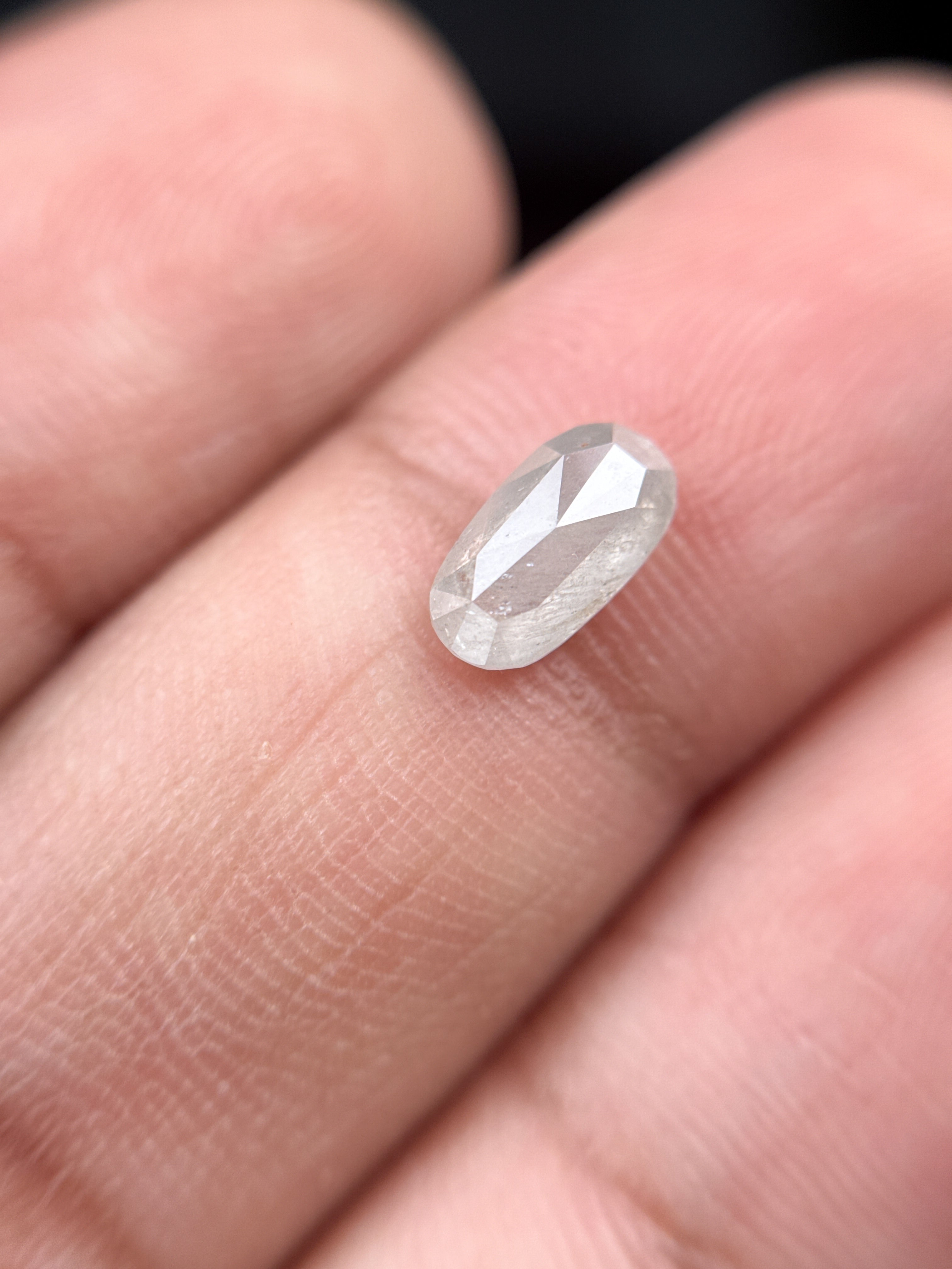 0.98 Ct Oval Rose Cut White Natural Fancy Diamond
