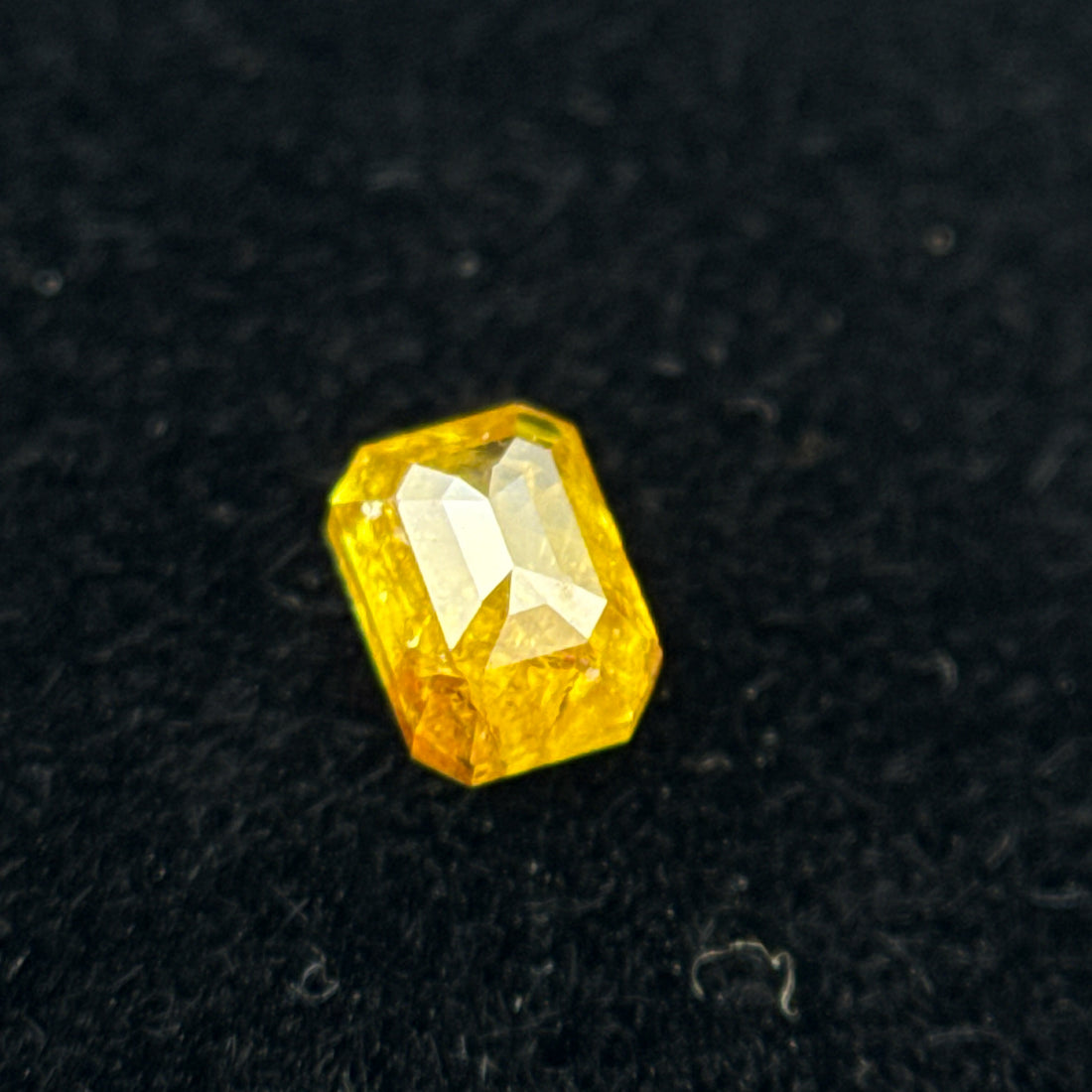 0.20 Ct Emerald Rose Cut Yellow Natural Salt and Pepper Diamond