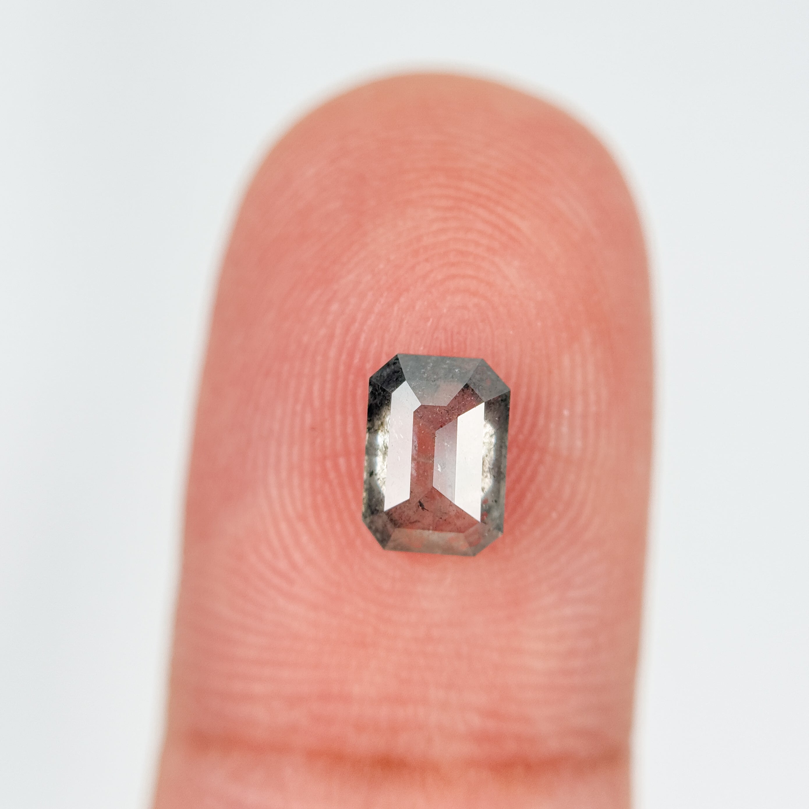 0.84 Ct Emerald Rose Cut Grey Natural Salt and Pepper Diamond