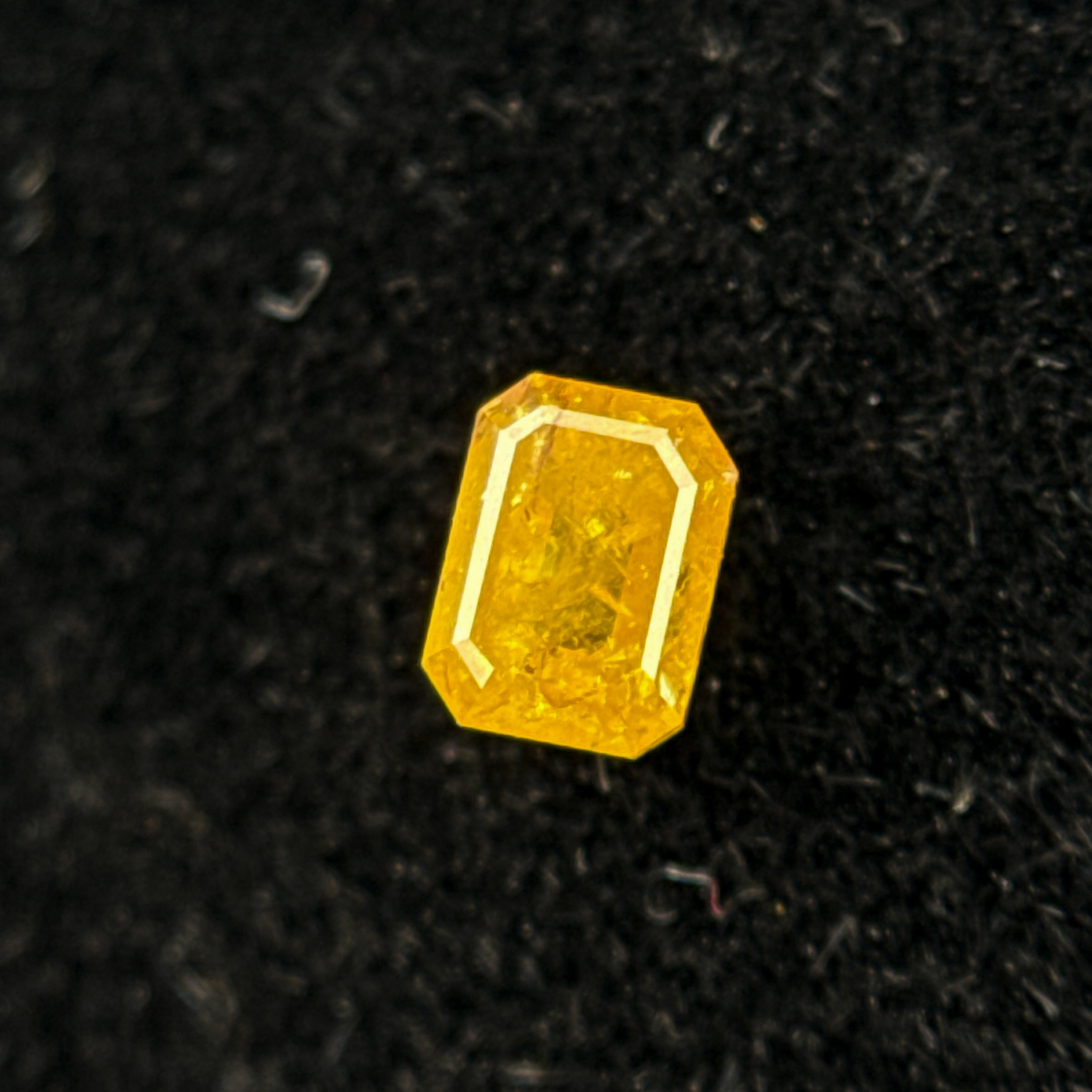 0.20 Ct Emerald Rose Cut Yellow Natural Salt and Pepper Diamond