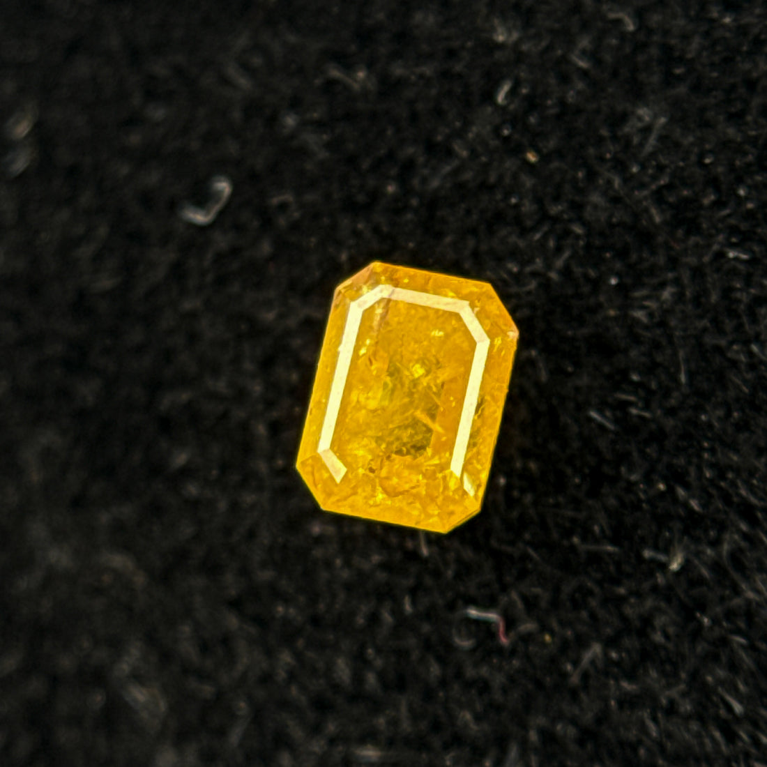 0.20 Ct Emerald Rose Cut Yellow Natural Salt and Pepper Diamond