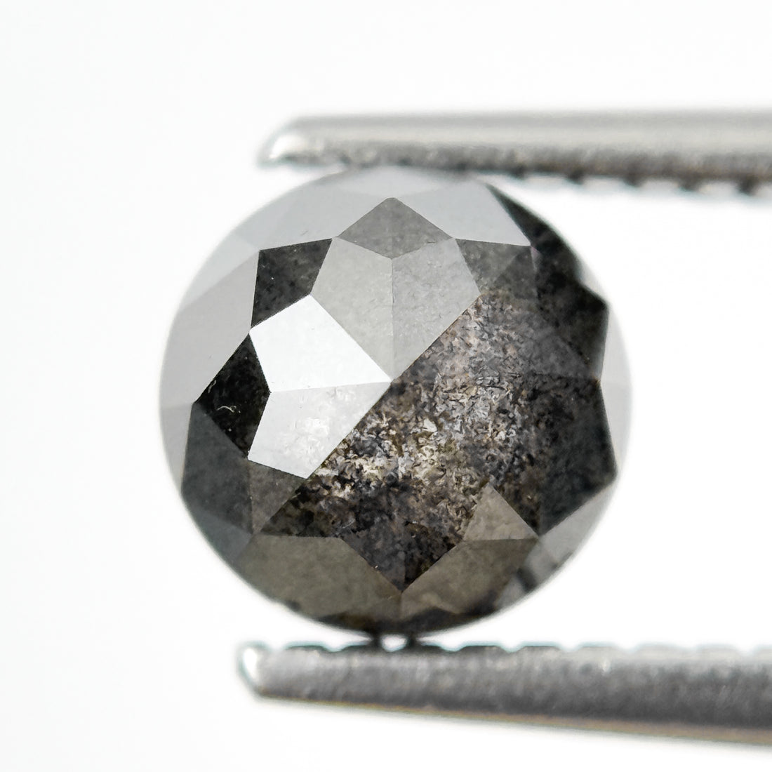 1.95 Ct Round Rose Cut Grey Natural Salt and Pepper Diamond