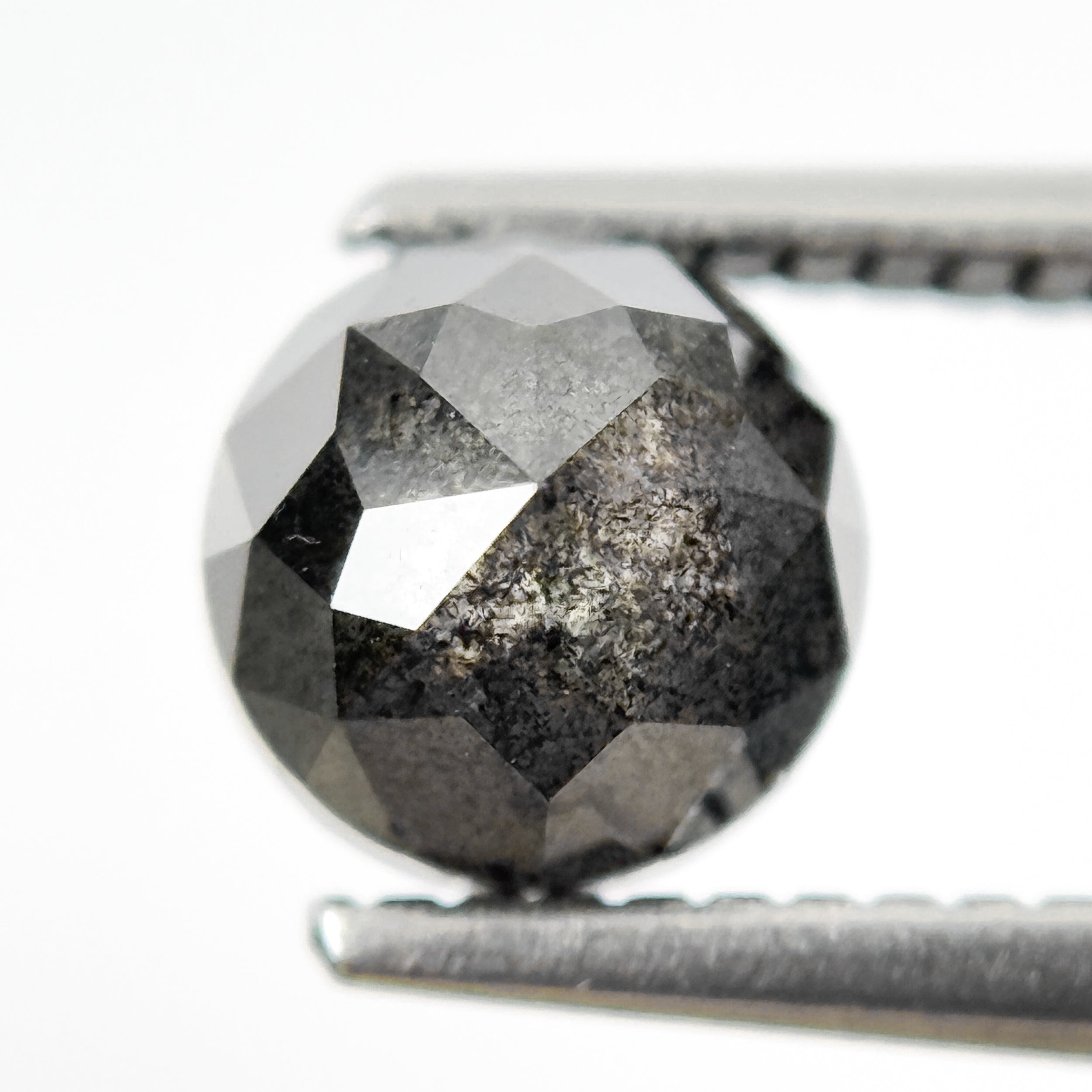 1.95 Ct Round Rose Cut Grey Natural Salt and Pepper Diamond