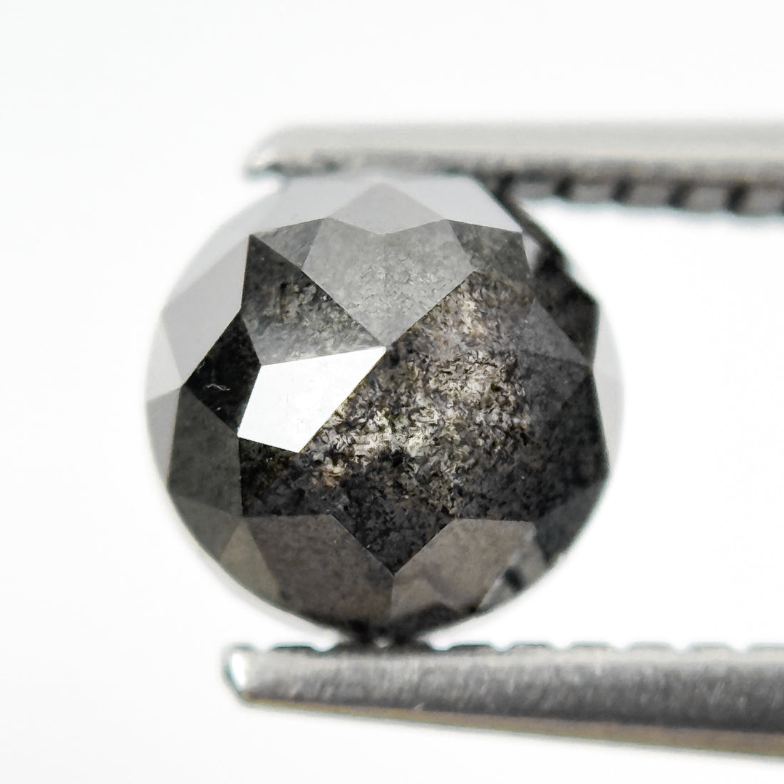 1.95 Ct Round Rose Cut Grey Natural Salt and Pepper Diamond