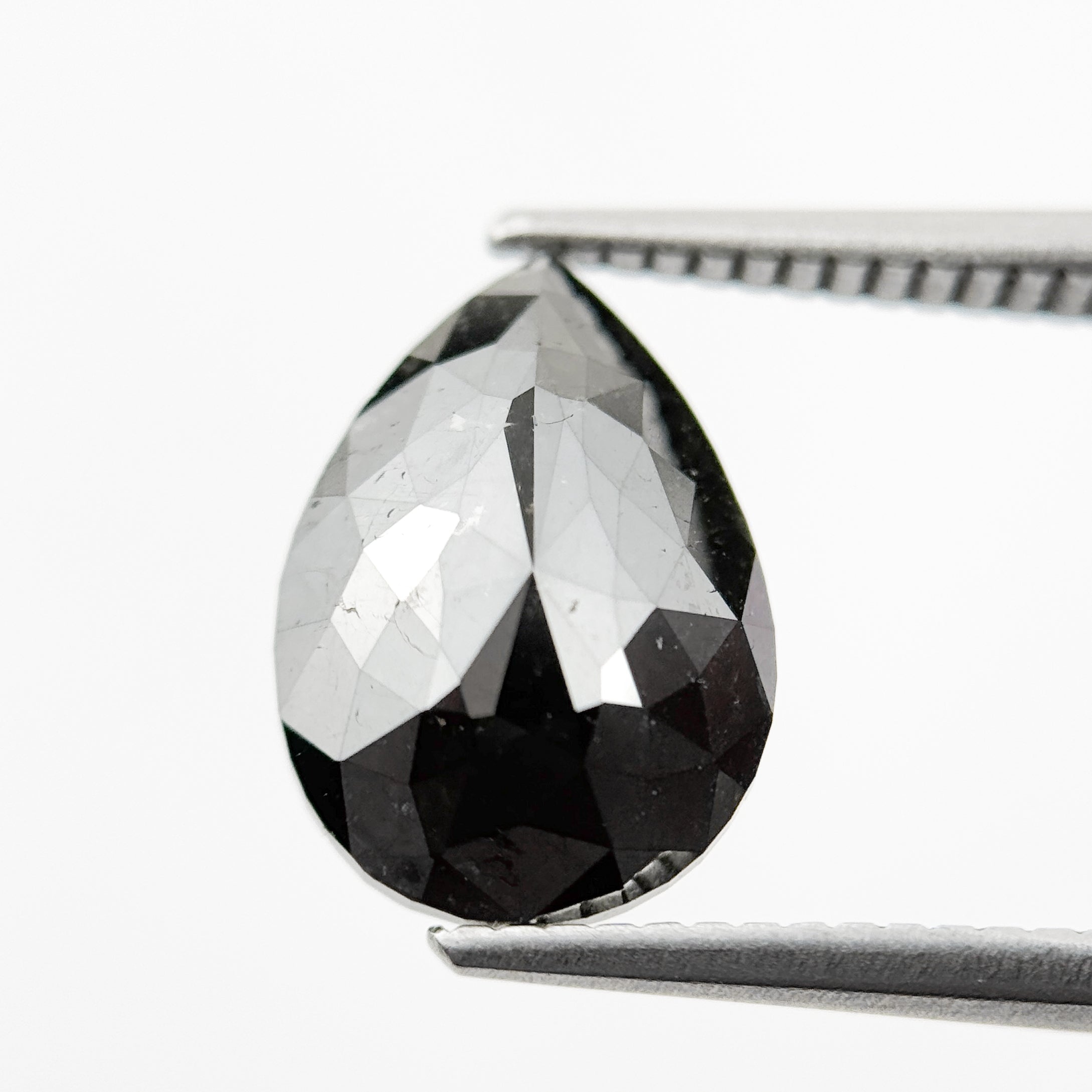 3.59 Ct Pear Rose Cut Black Natural Loose Diamond