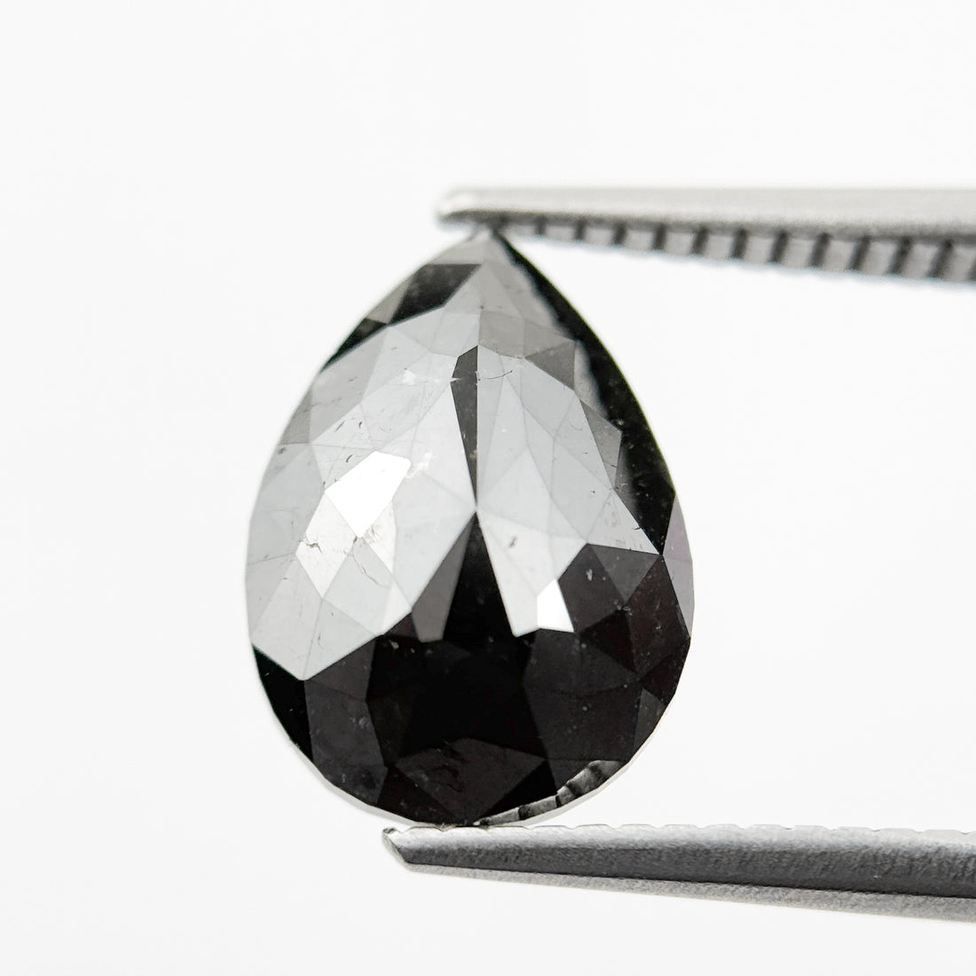 3.59 Ct Pear Rose Cut Black Natural Loose Diamond