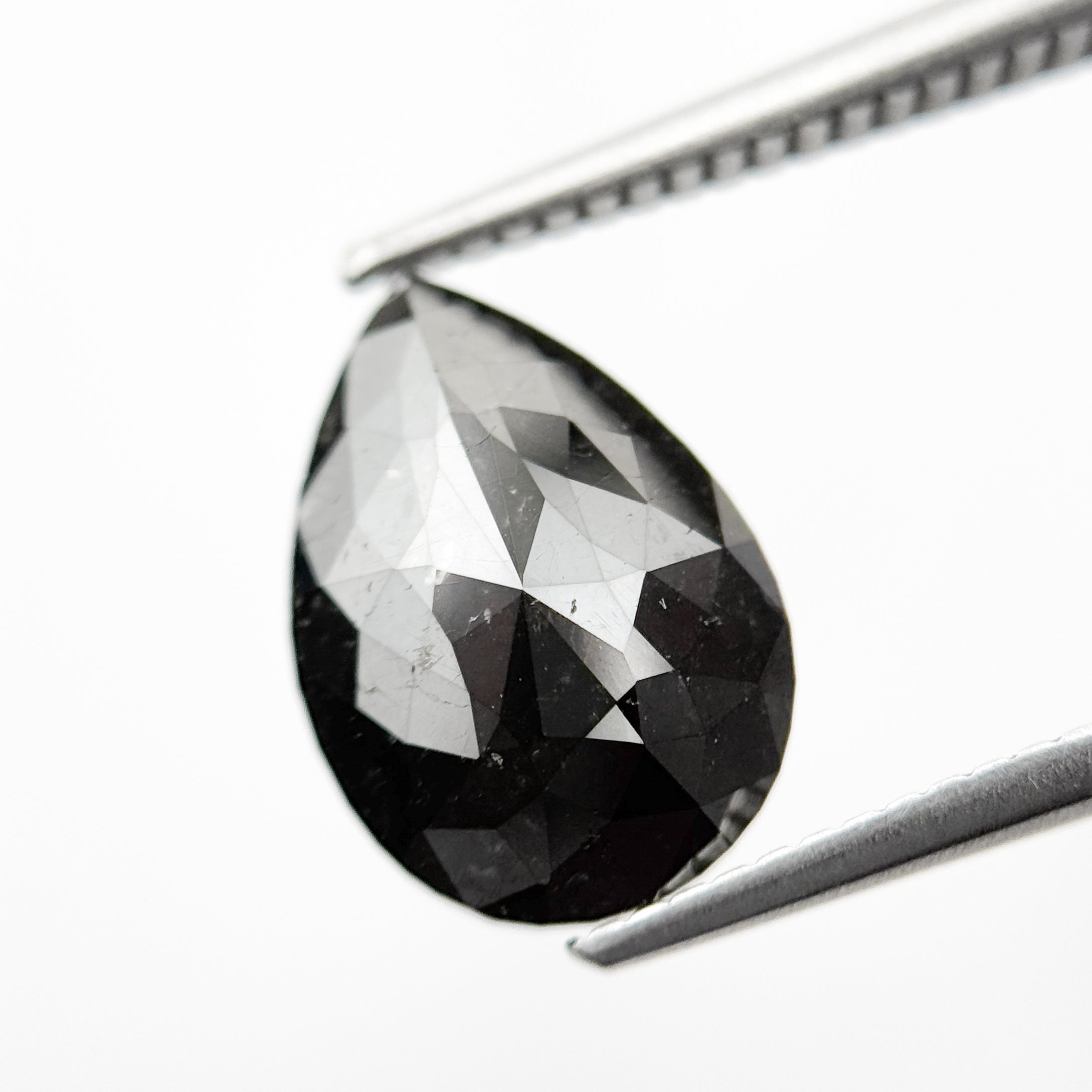 3.59 Ct Pear Rose Cut Black Natural Loose Diamond