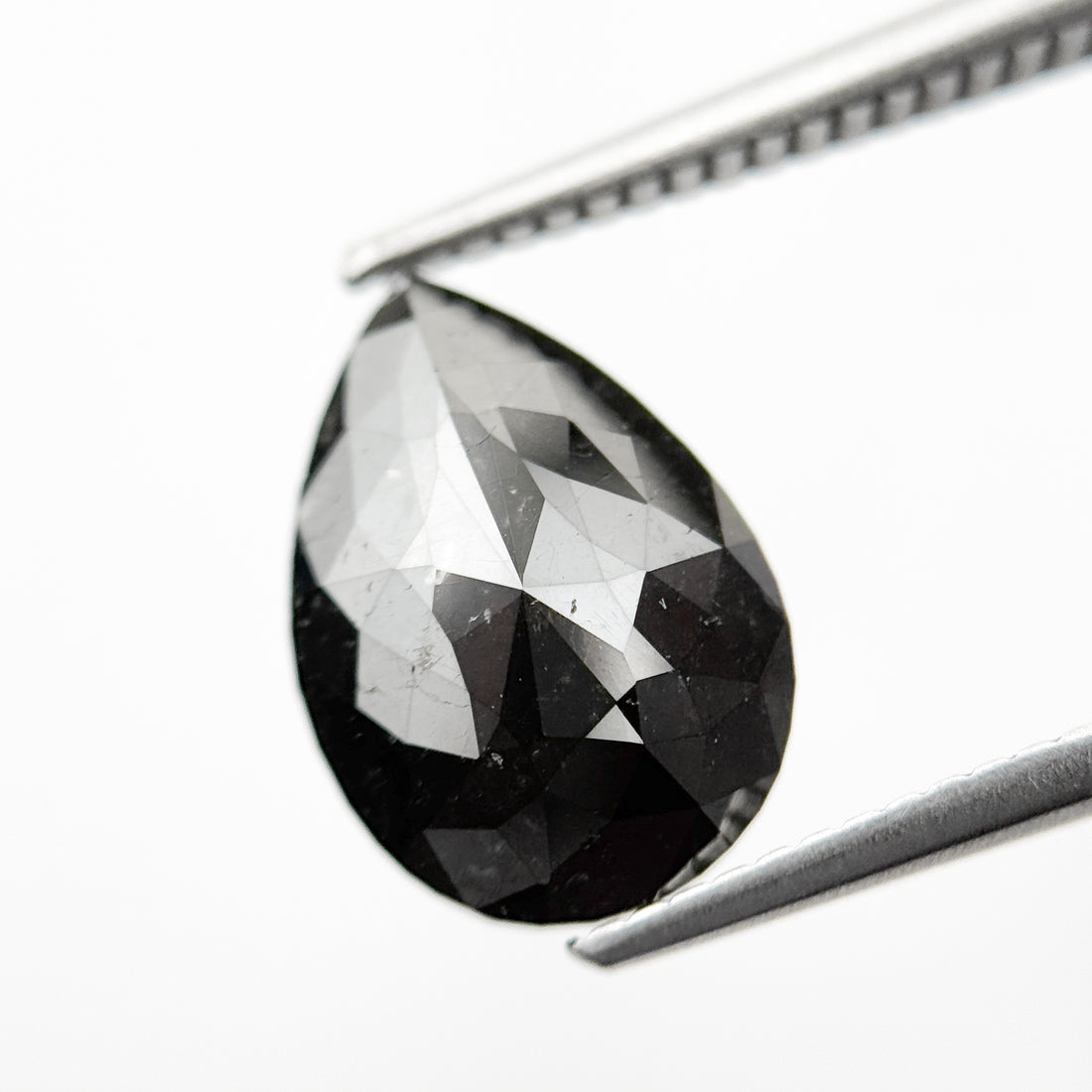 3.59 Ct Pear Rose Cut Black Natural Loose Diamond