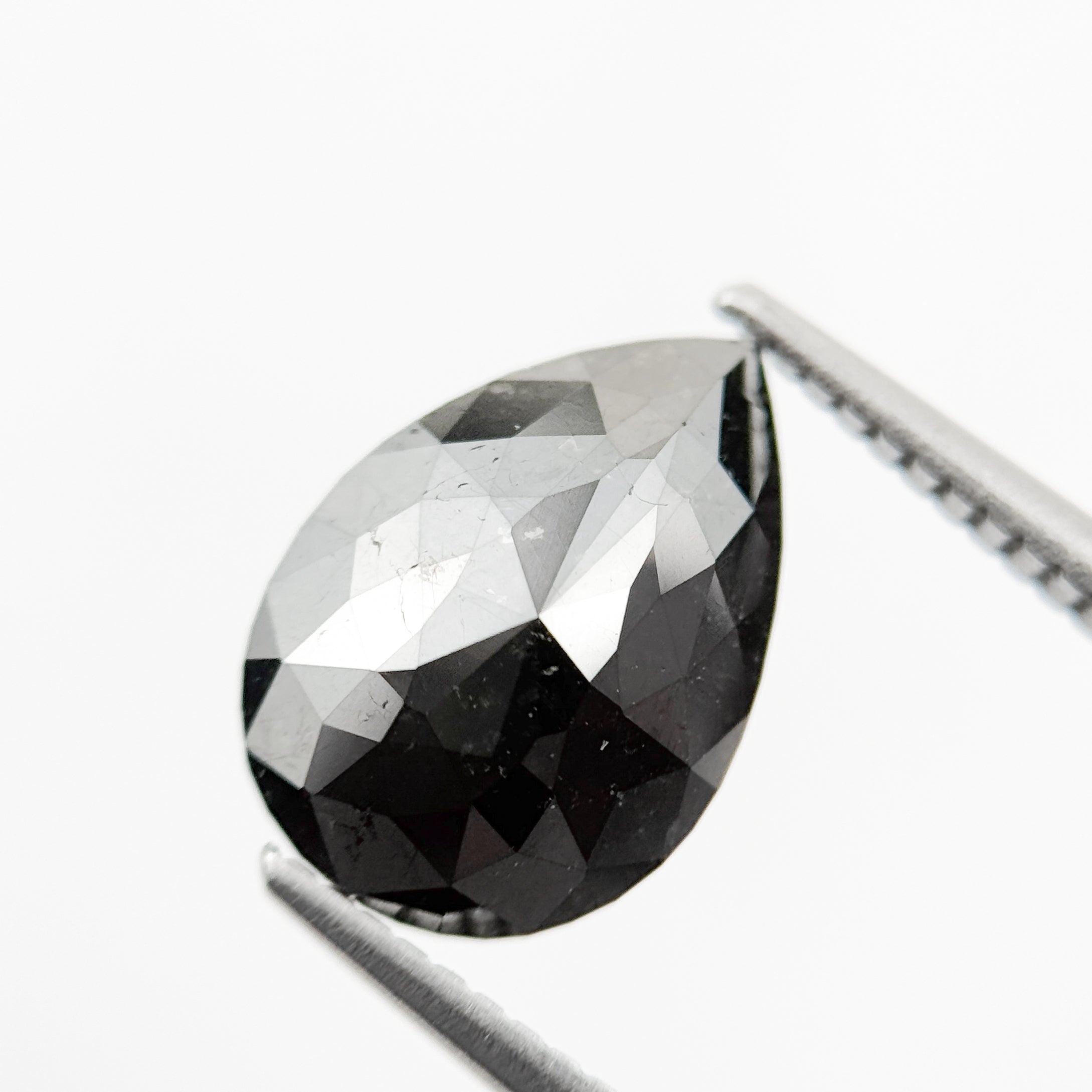 3.59 Ct Pear Rose Cut Black Natural Loose Diamond
