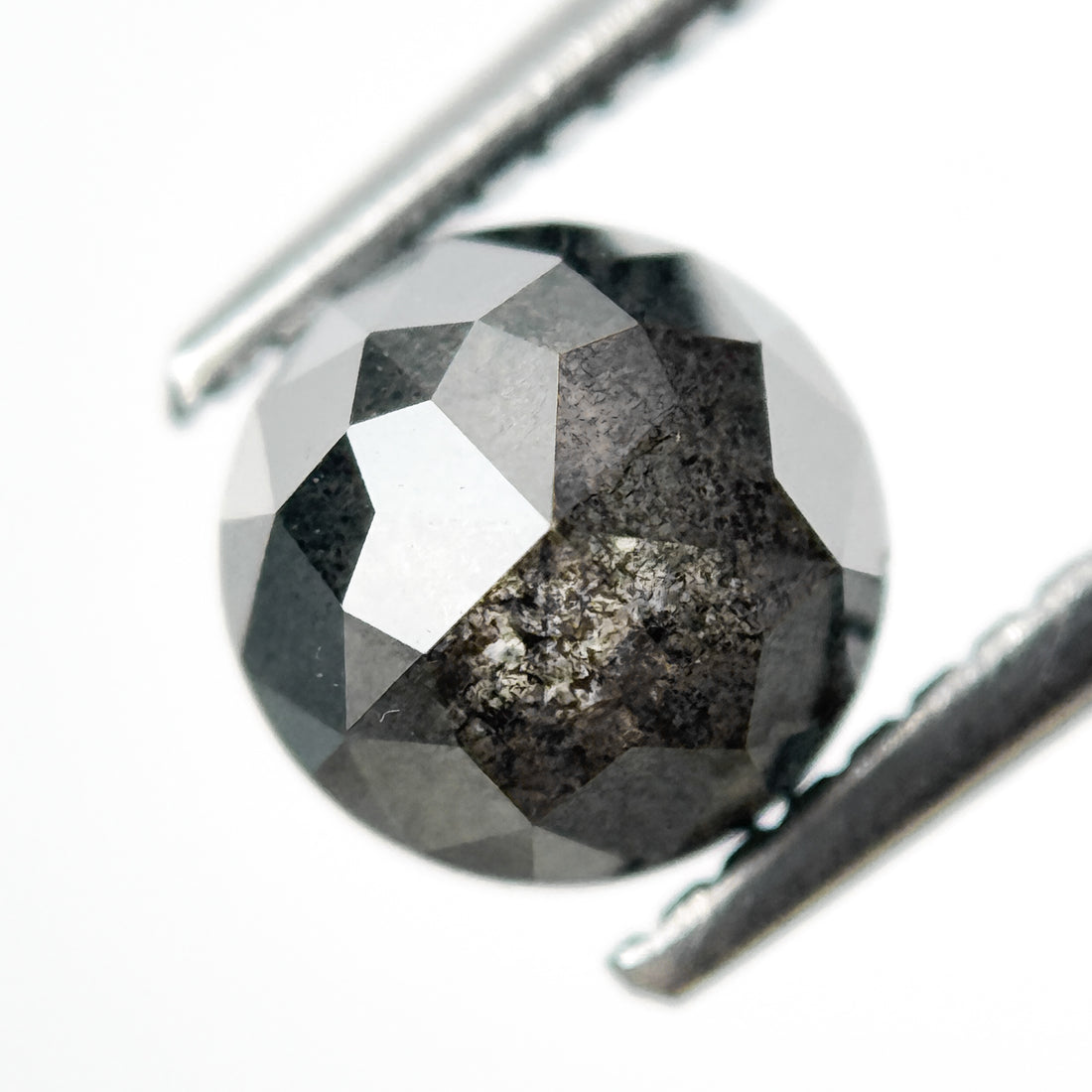 1.95 Ct Round Rose Cut Grey Natural Salt and Pepper Diamond