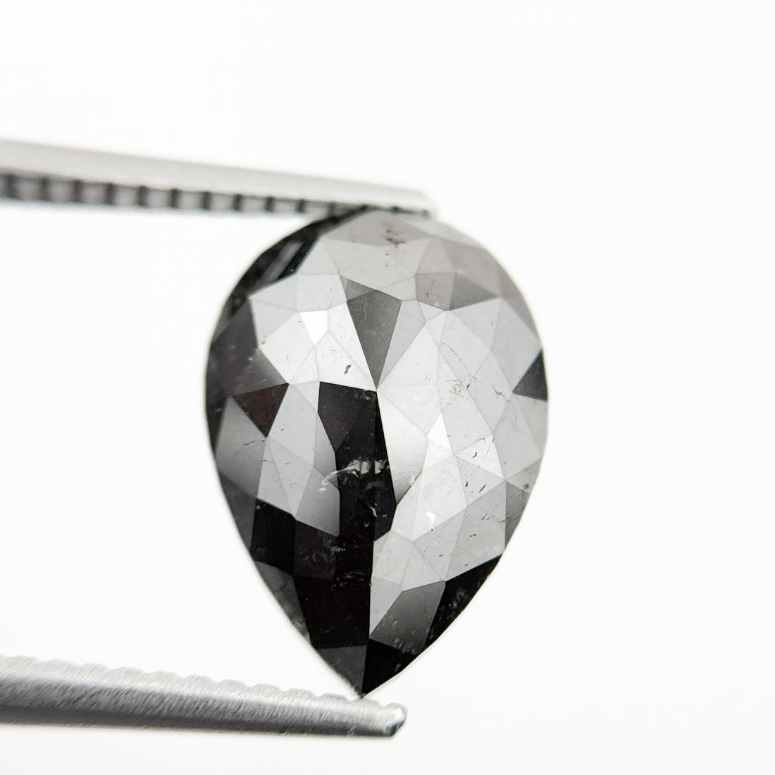 3.59 Ct Pear Rose Cut Black Natural Loose Diamond