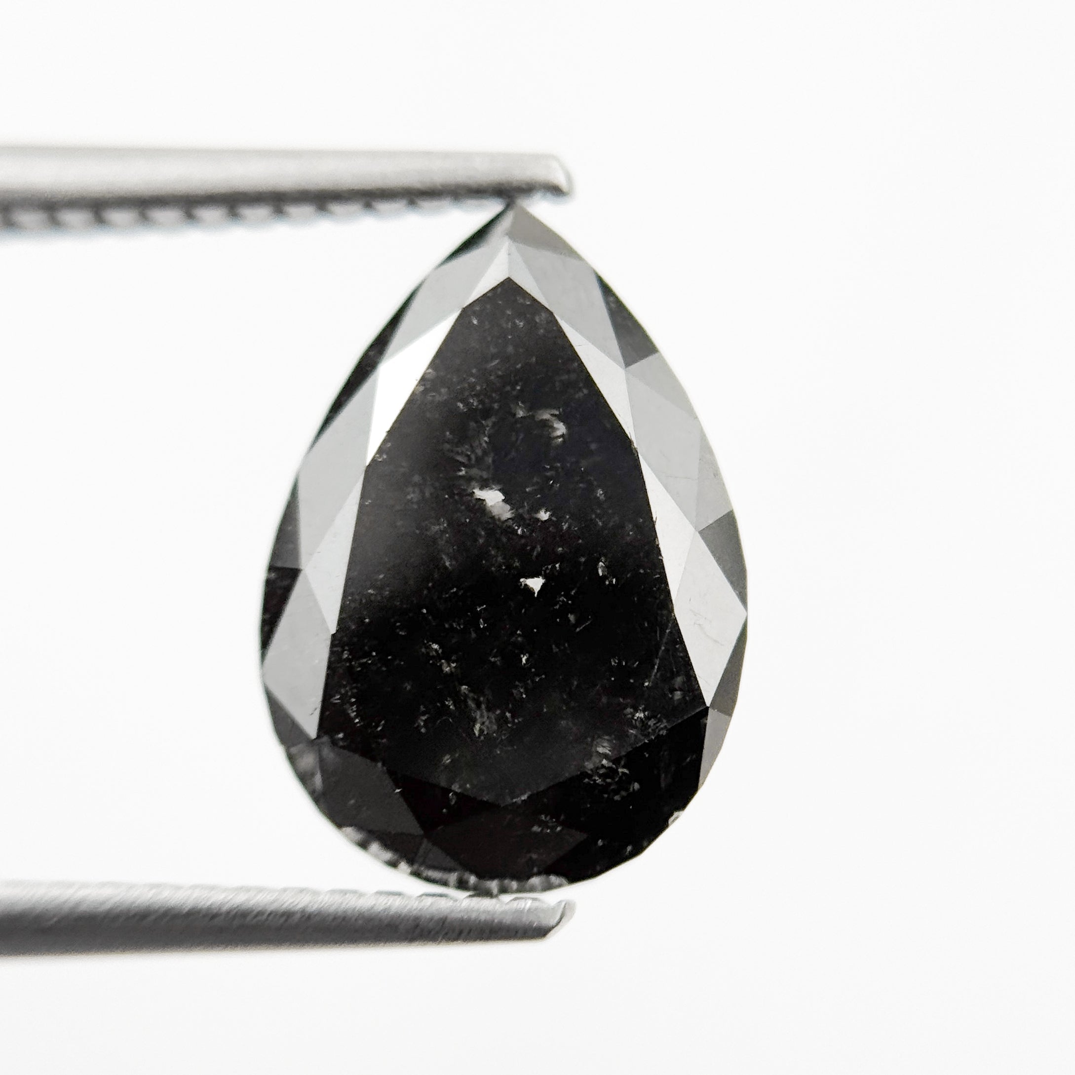 3.59 Ct Pear Rose Cut Black Natural Loose Diamond