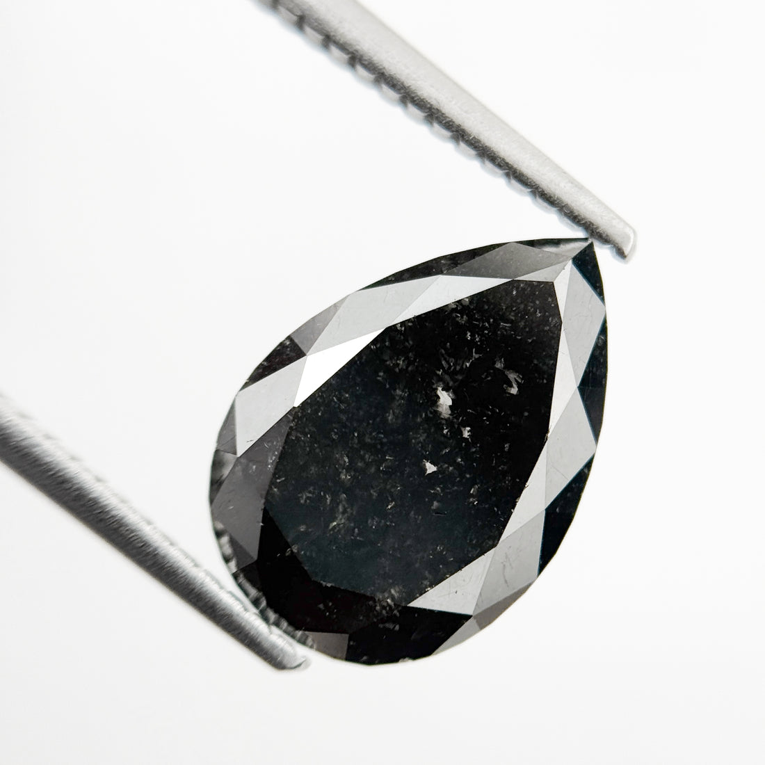 3.59 Ct Pear Rose Cut Black Natural Loose Diamond