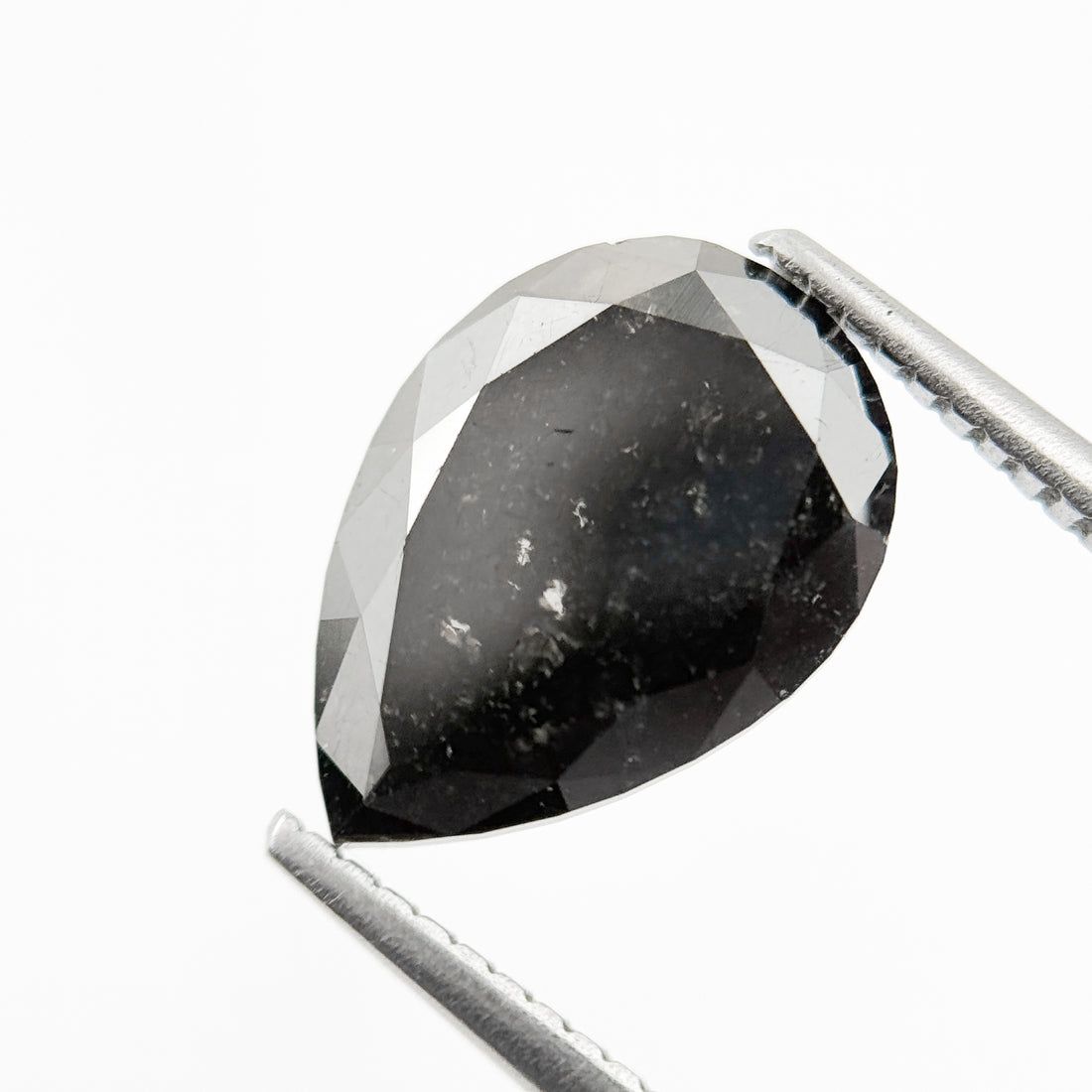 3.59 Ct Pear Rose Cut Black Natural Loose Diamond