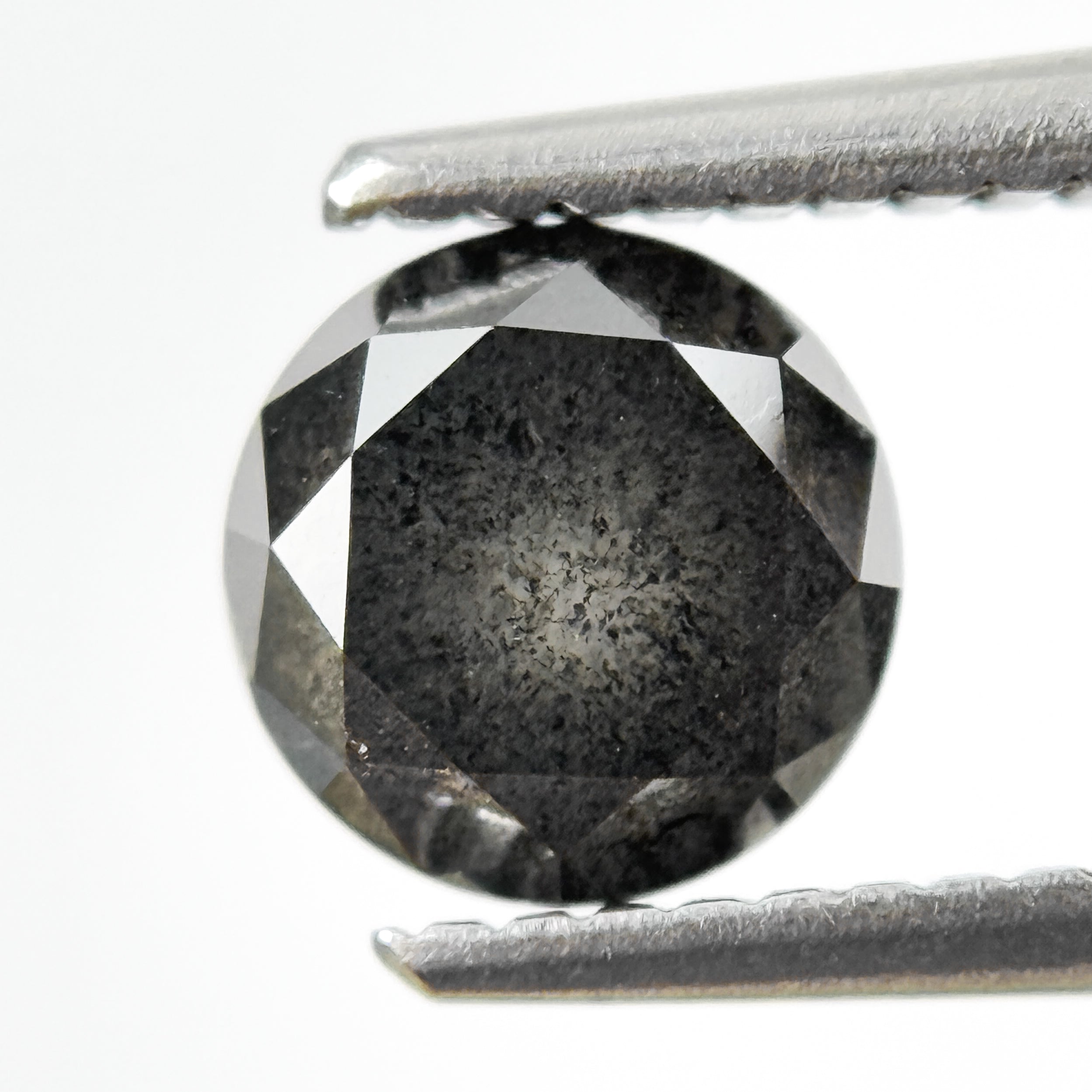 1.95 Ct Round Rose Cut Grey Natural Salt and Pepper Diamond