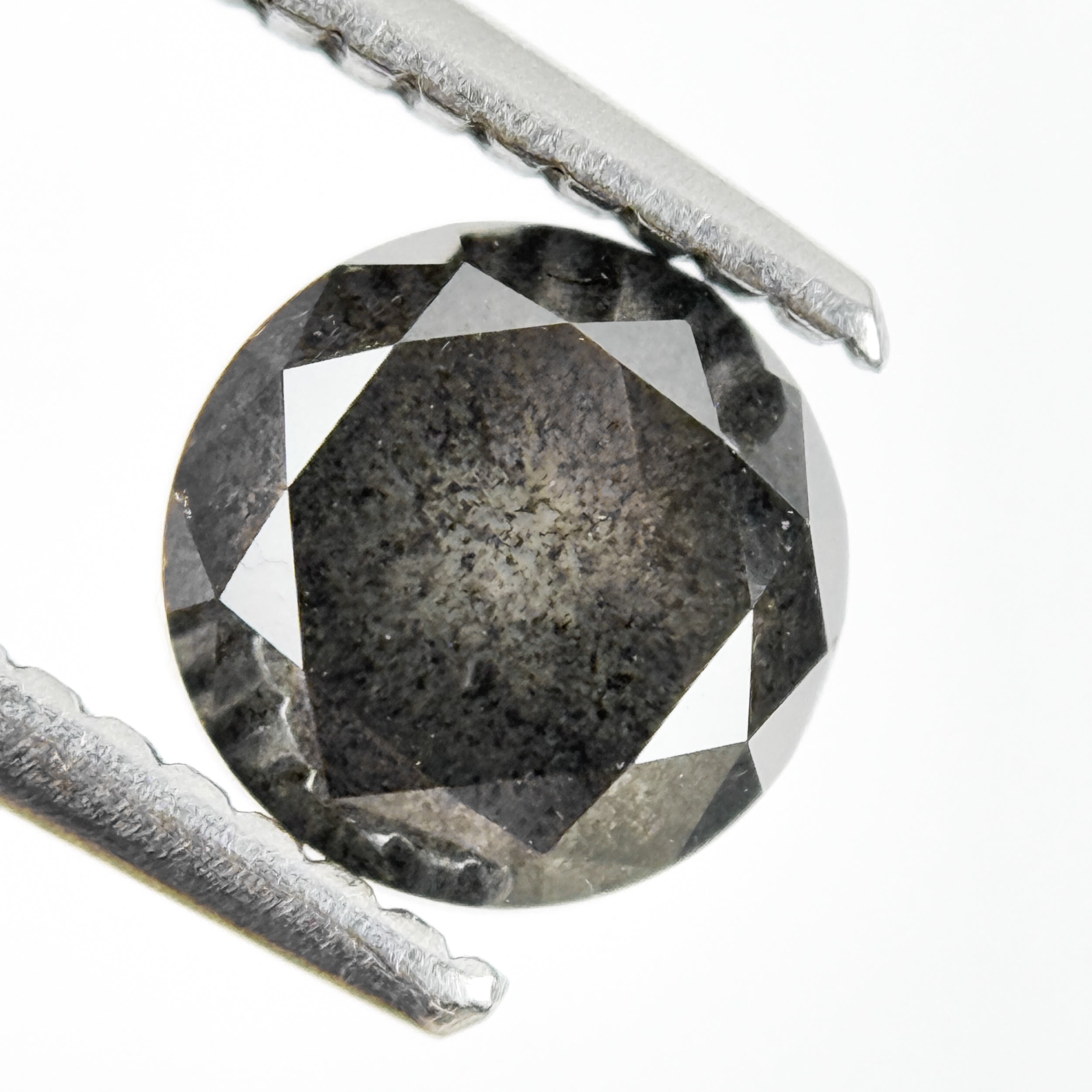 1.95 Ct Round Rose Cut Grey Natural Salt and Pepper Diamond