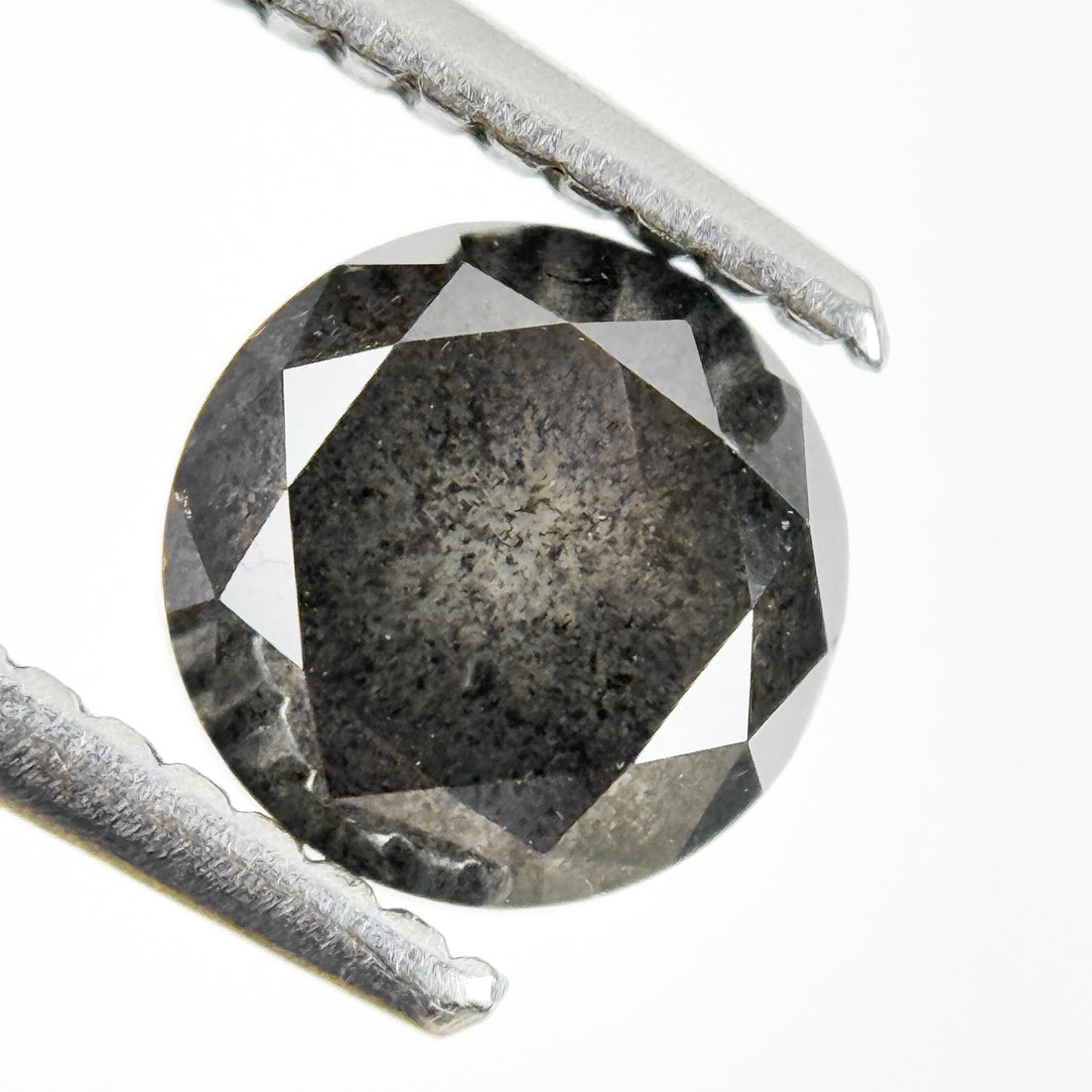 1.95 Ct Round Rose Cut Grey Natural Salt and Pepper Diamond