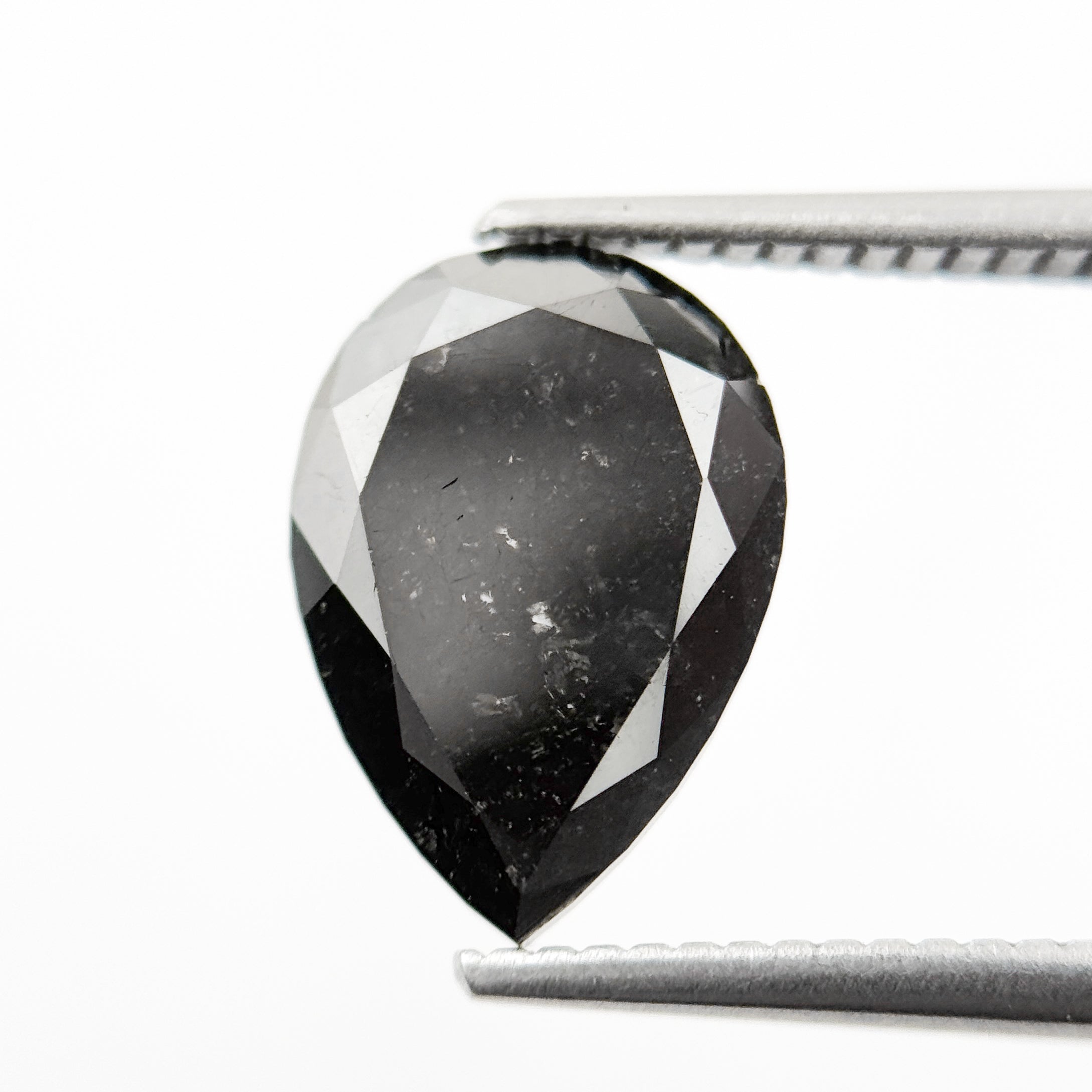 3.59 Ct Pear Rose Cut Black Natural Loose Diamond