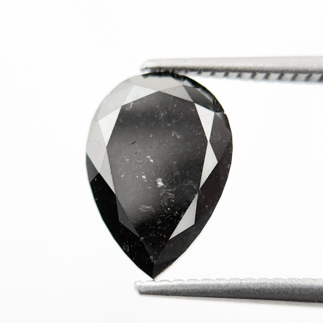 3.59 Ct Pear Rose Cut Black Natural Loose Diamond