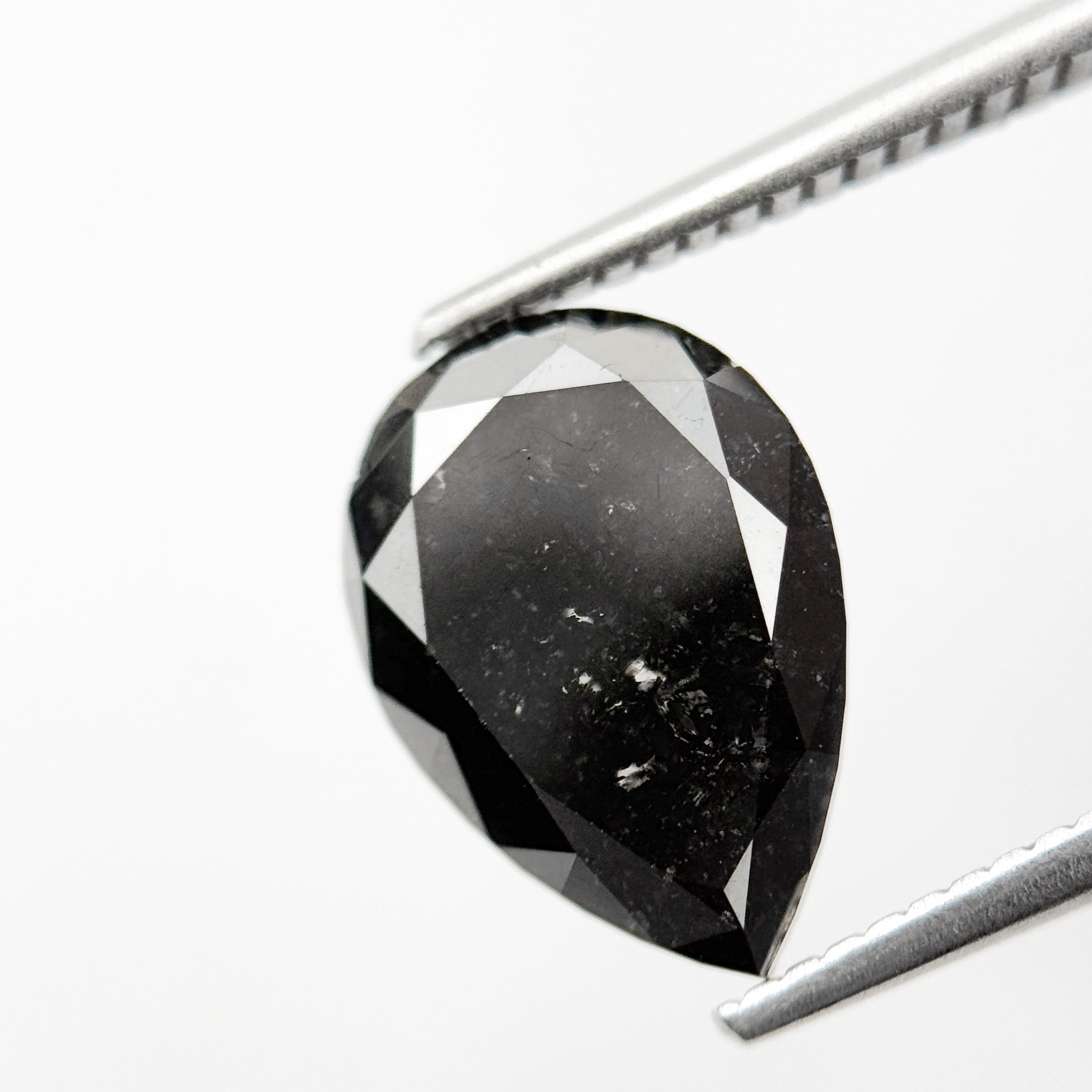 3.59 Ct Pear Rose Cut Black Natural Loose Diamond