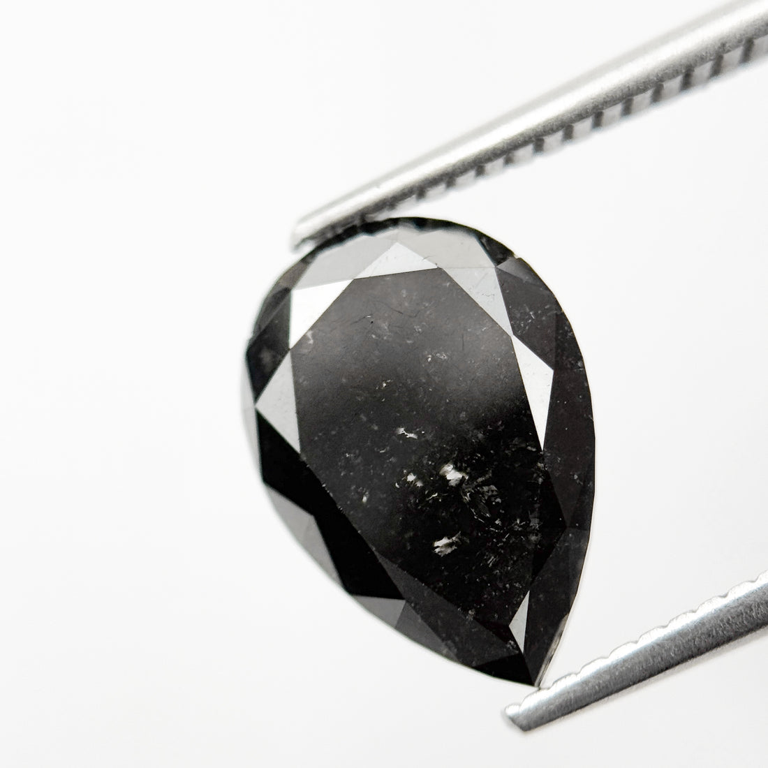 3.59 Ct Pear Rose Cut Black Natural Loose Diamond
