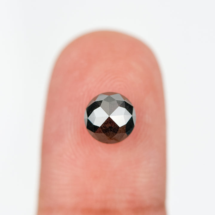 1.95 Ct Round Rose Cut Grey Natural Salt and Pepper Diamond